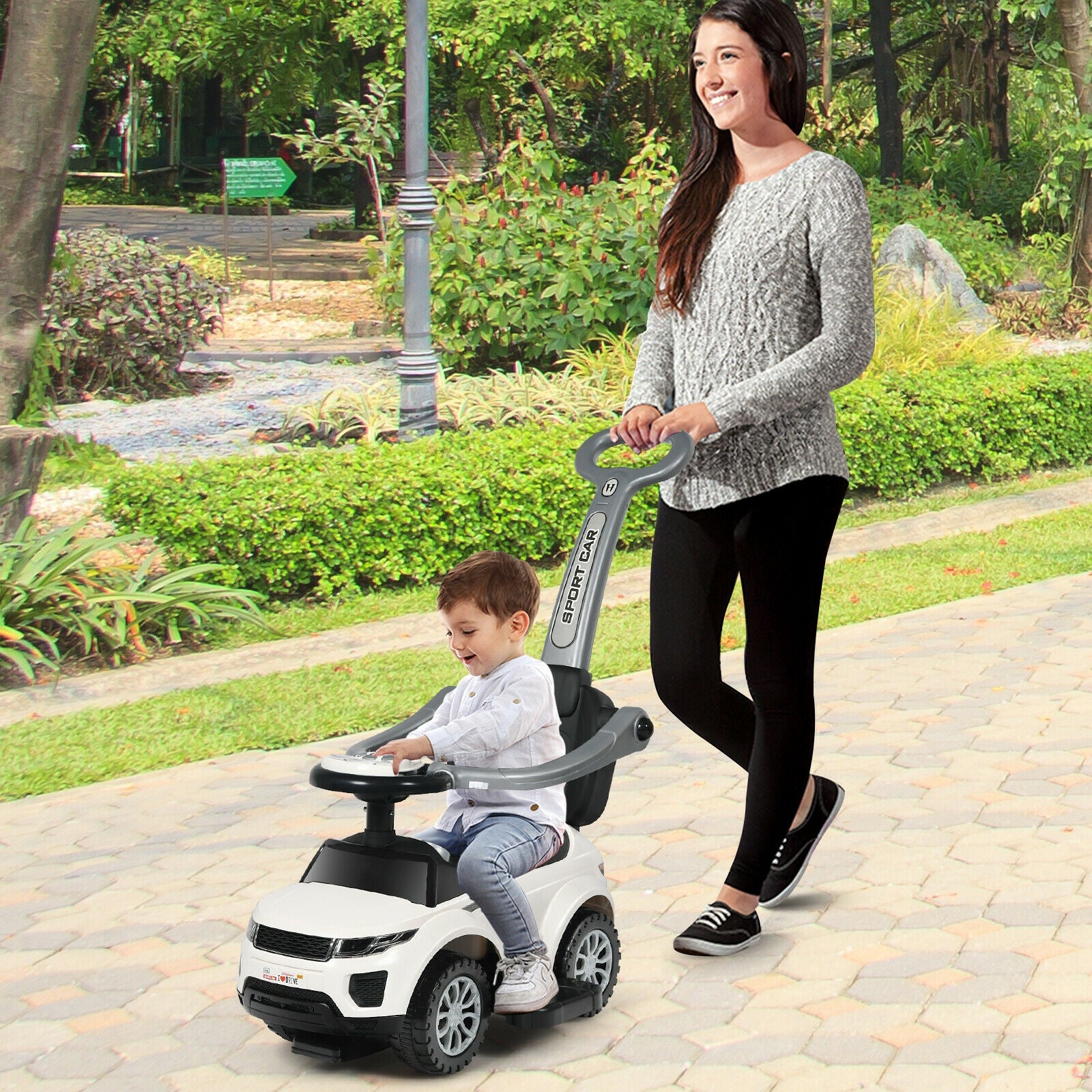 3 In 1 Ride on Push Car Toddler Stroller Sliding Car with Music