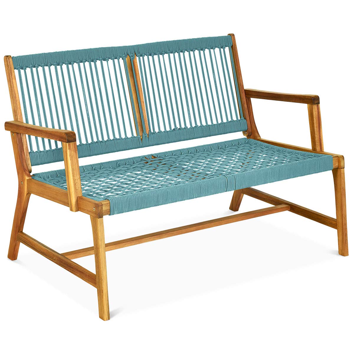 SUGIFT 2-Person Acacia Wood Yard Bench for Balcony and Patio