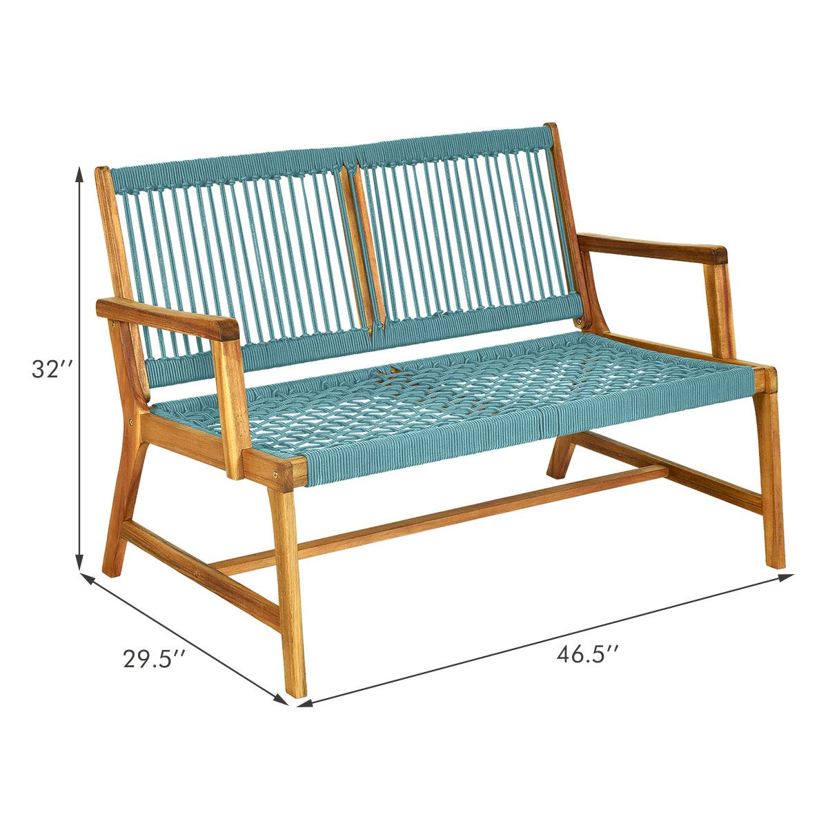 SUGIFT 2-Person Acacia Wood Yard Bench for Balcony and Patio