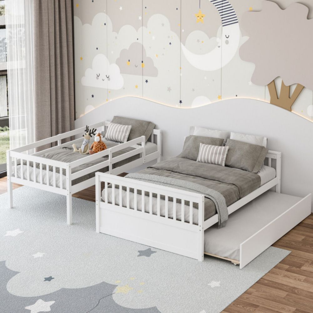 Twin Over Full Convertible Bunk Bed with Twin Trundle
