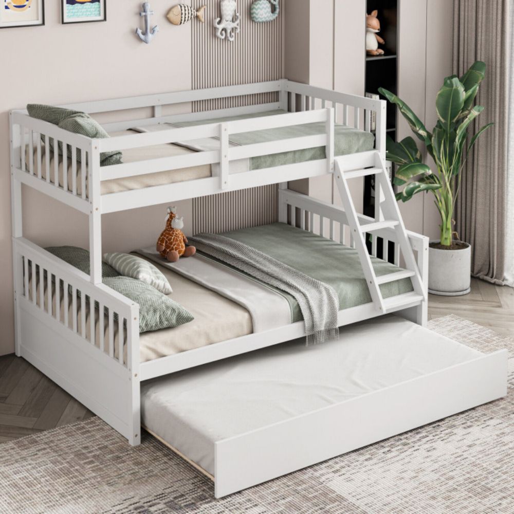 Twin Over Full Convertible Bunk Bed with Twin Trundle
