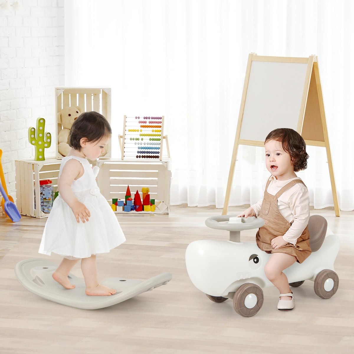 Convertible Rocking Horse and Sliding Car with Detachable Balance Boar ...