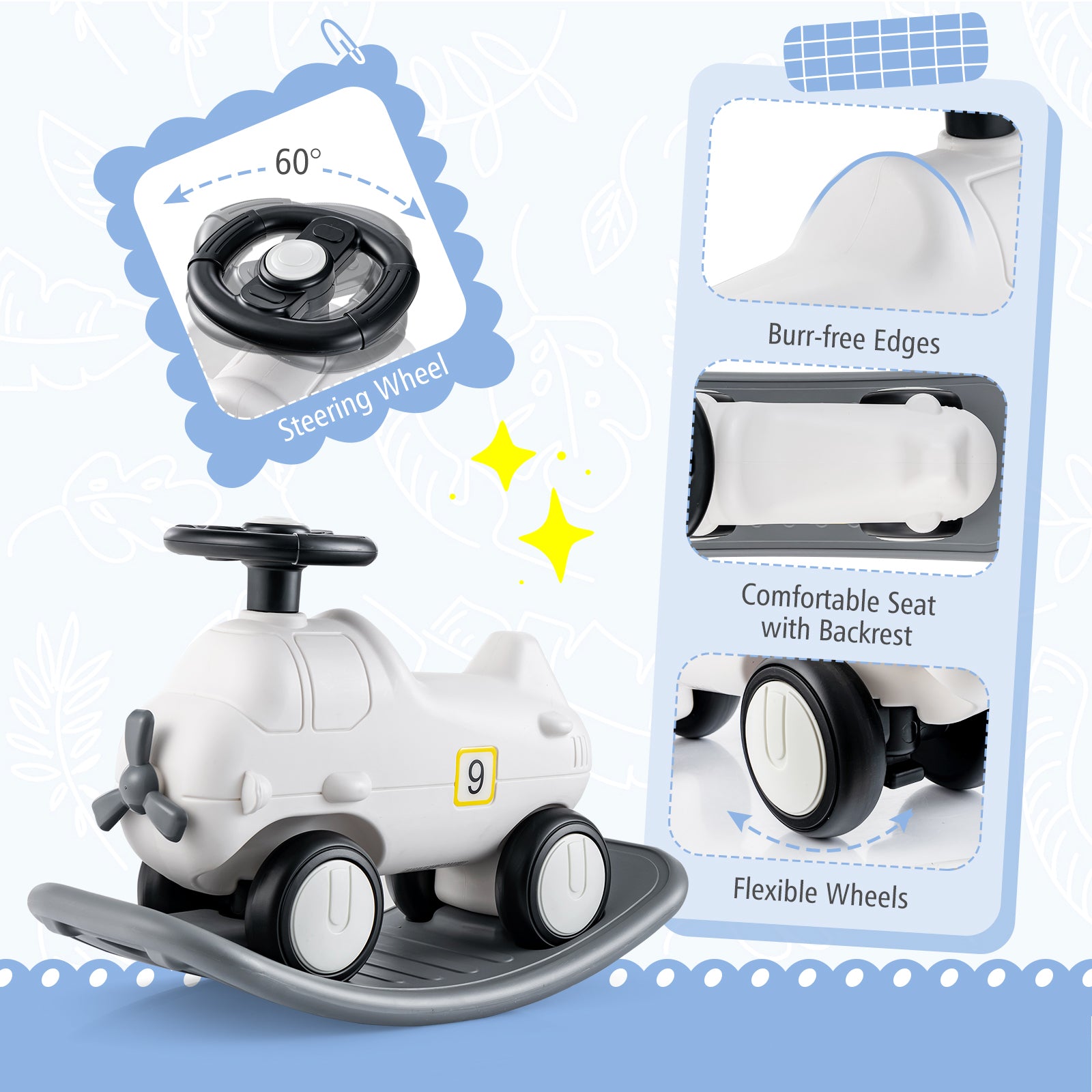 3-in-1 Rocking Horse and Sliding Car with Detachable Balance Board