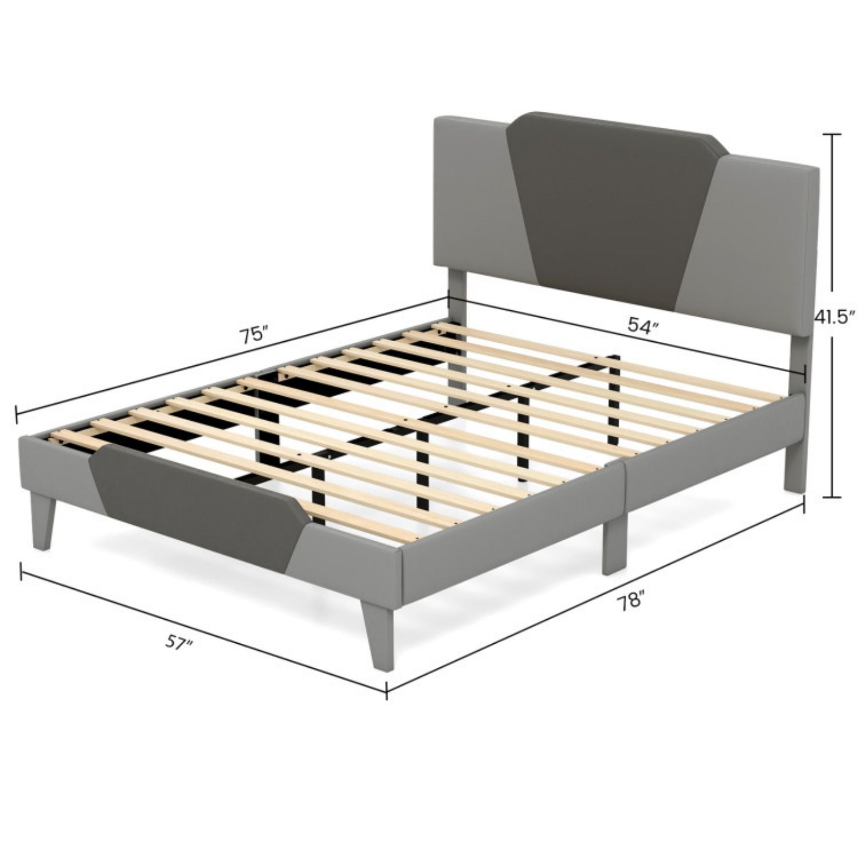 SUGIFT Full/Queen/Twin Velvet Upholstered Bed Frame with High Headboard