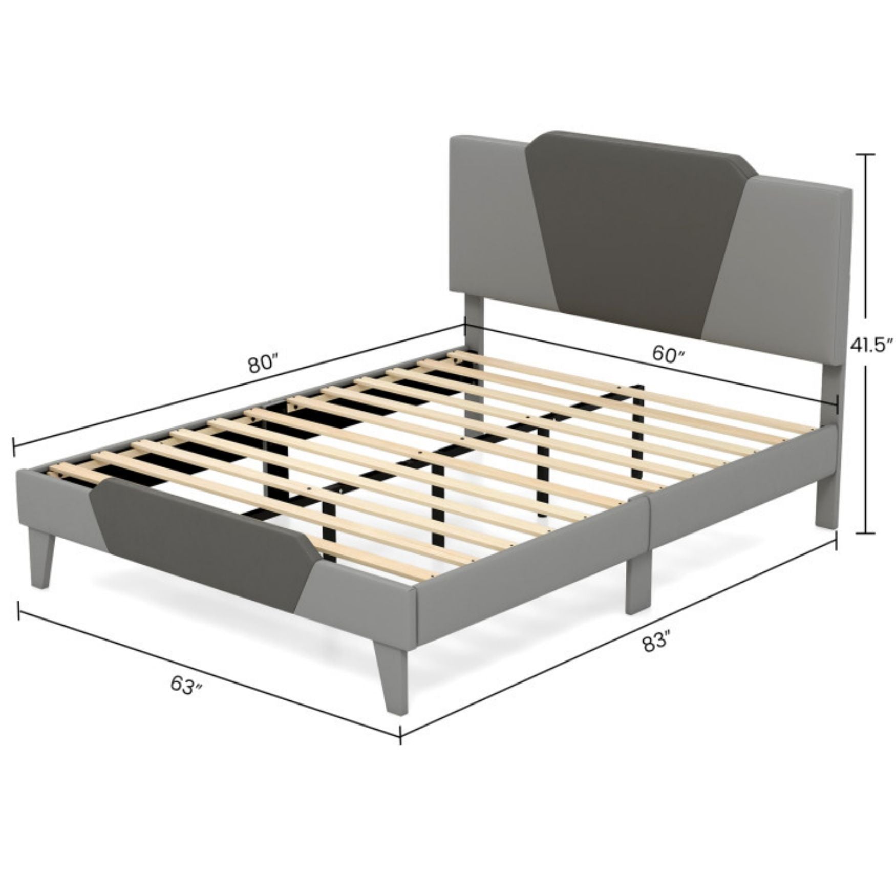 SUGIFT Full/Queen/Twin Velvet Upholstered Bed Frame with High Headboard
