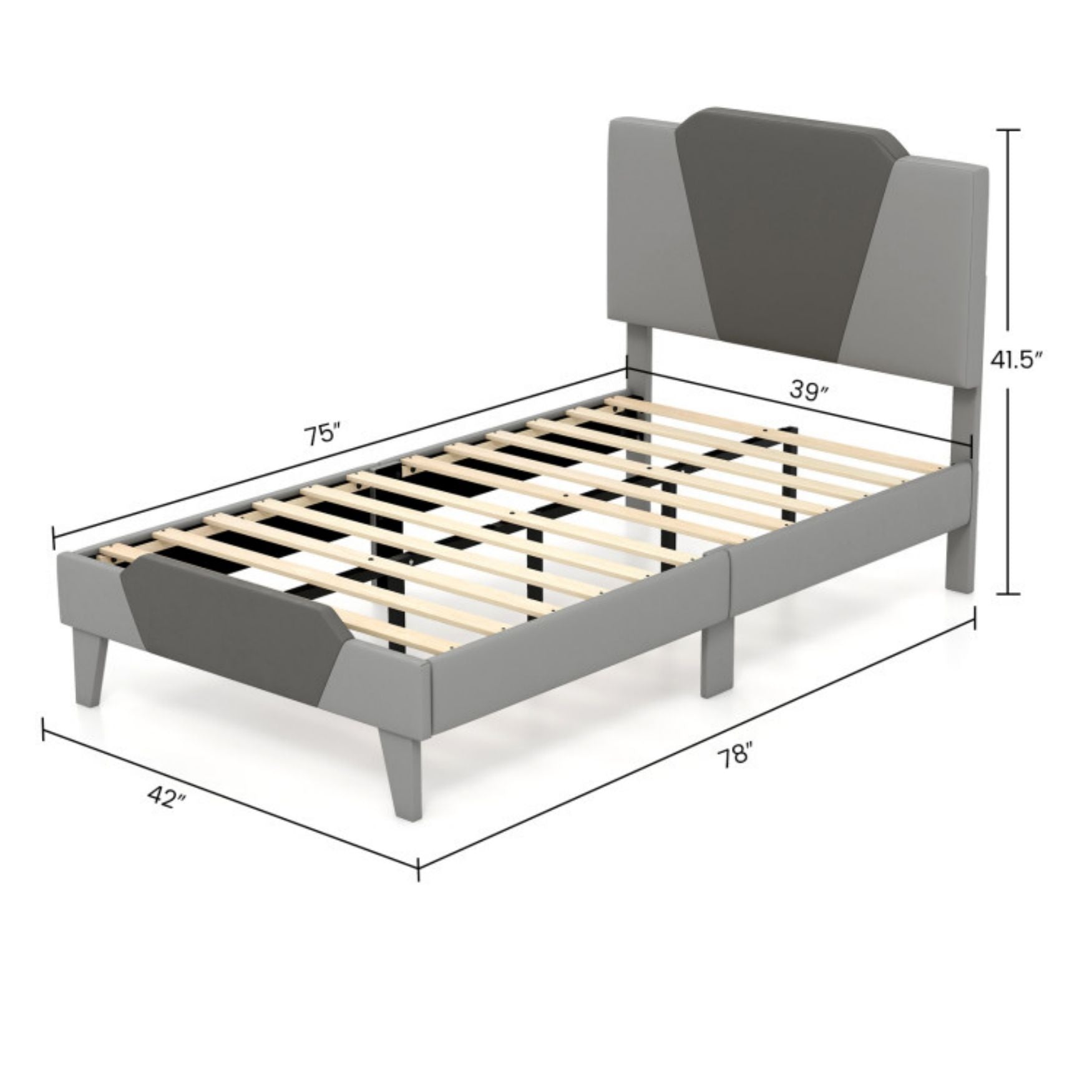 SUGIFT Full/Queen/Twin Velvet Upholstered Bed Frame with High Headboard