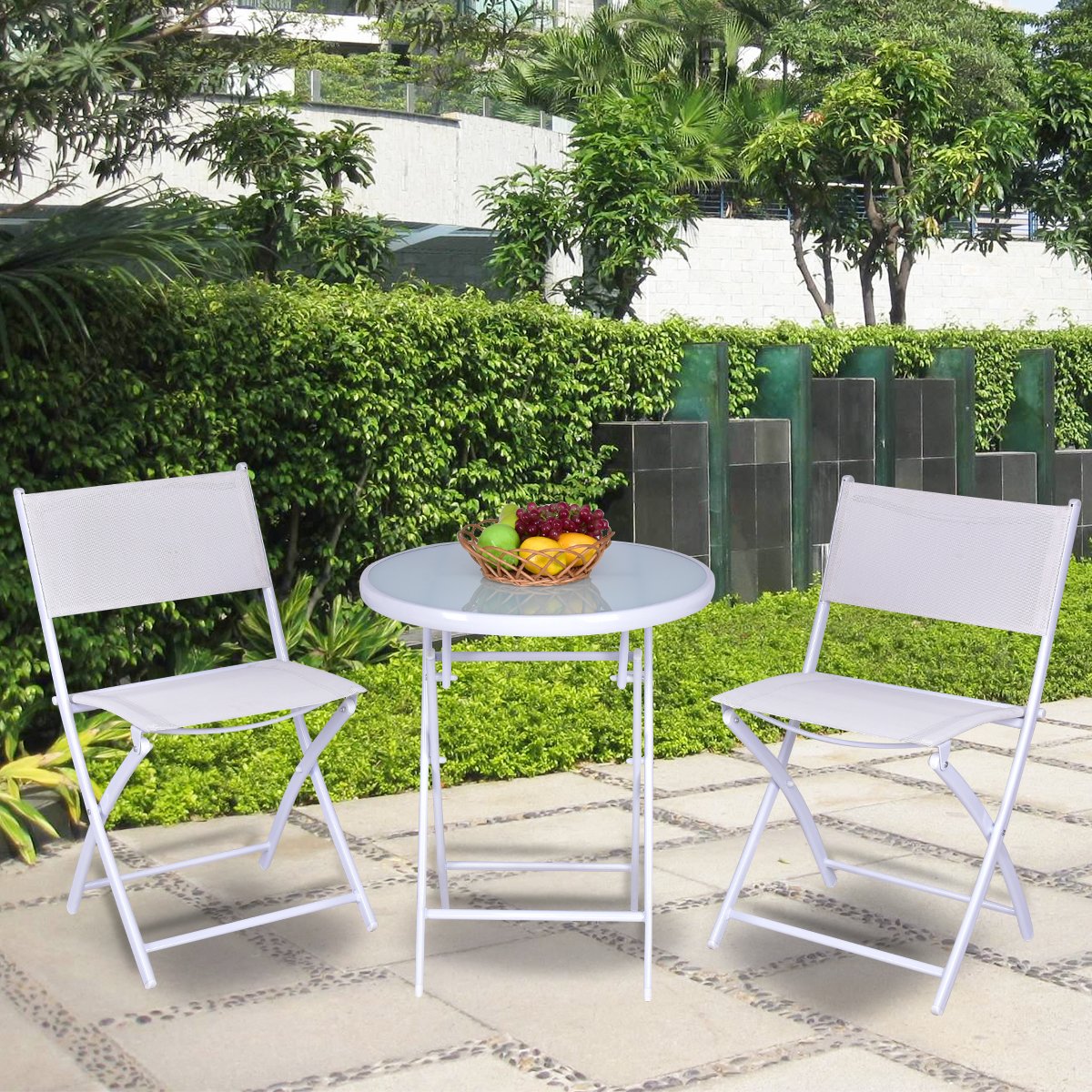3 Pieces Patio Folding Bistro Set for Balcony or Outdoor Space