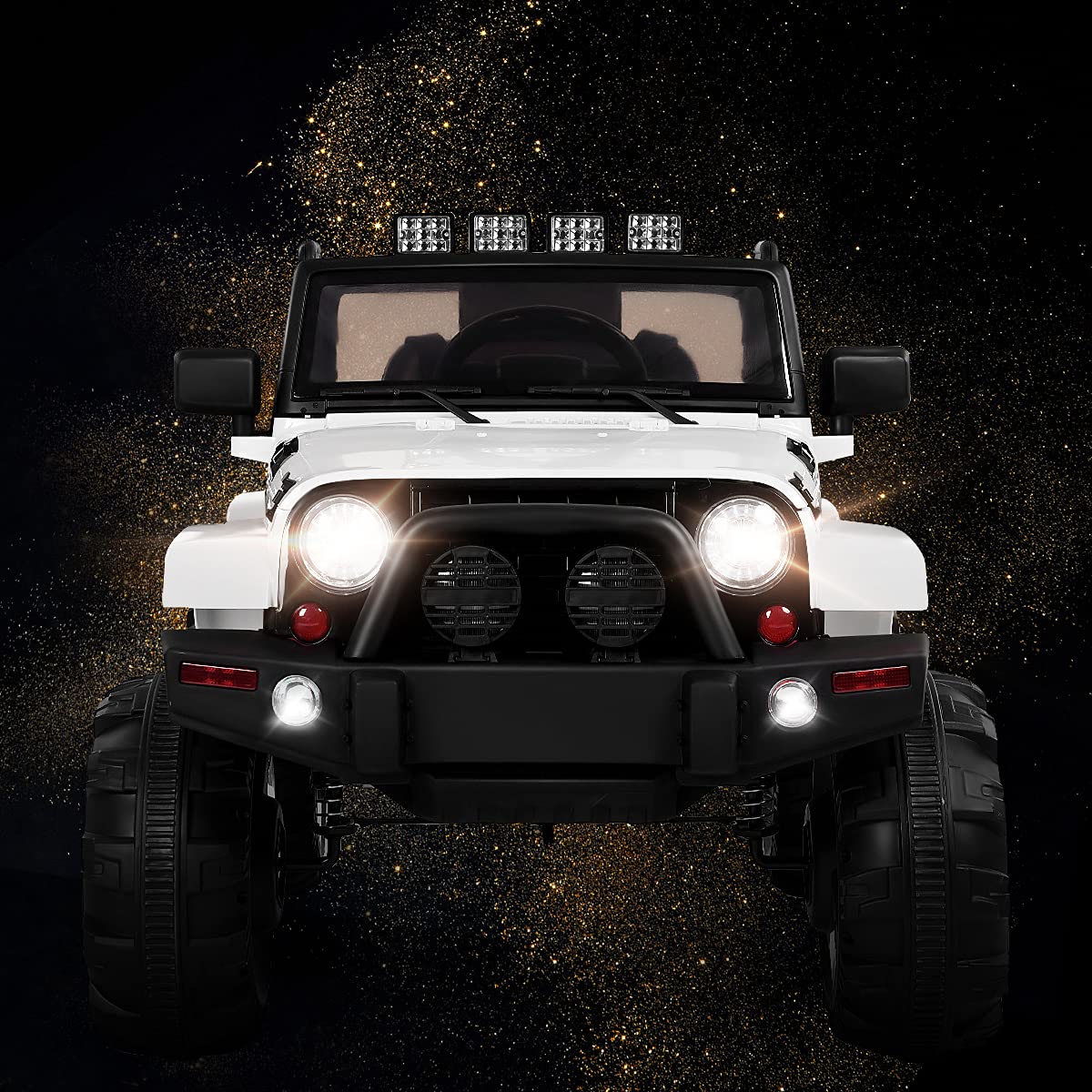 12V Kids Remote Control Riding Truck Car with LED Lights-White