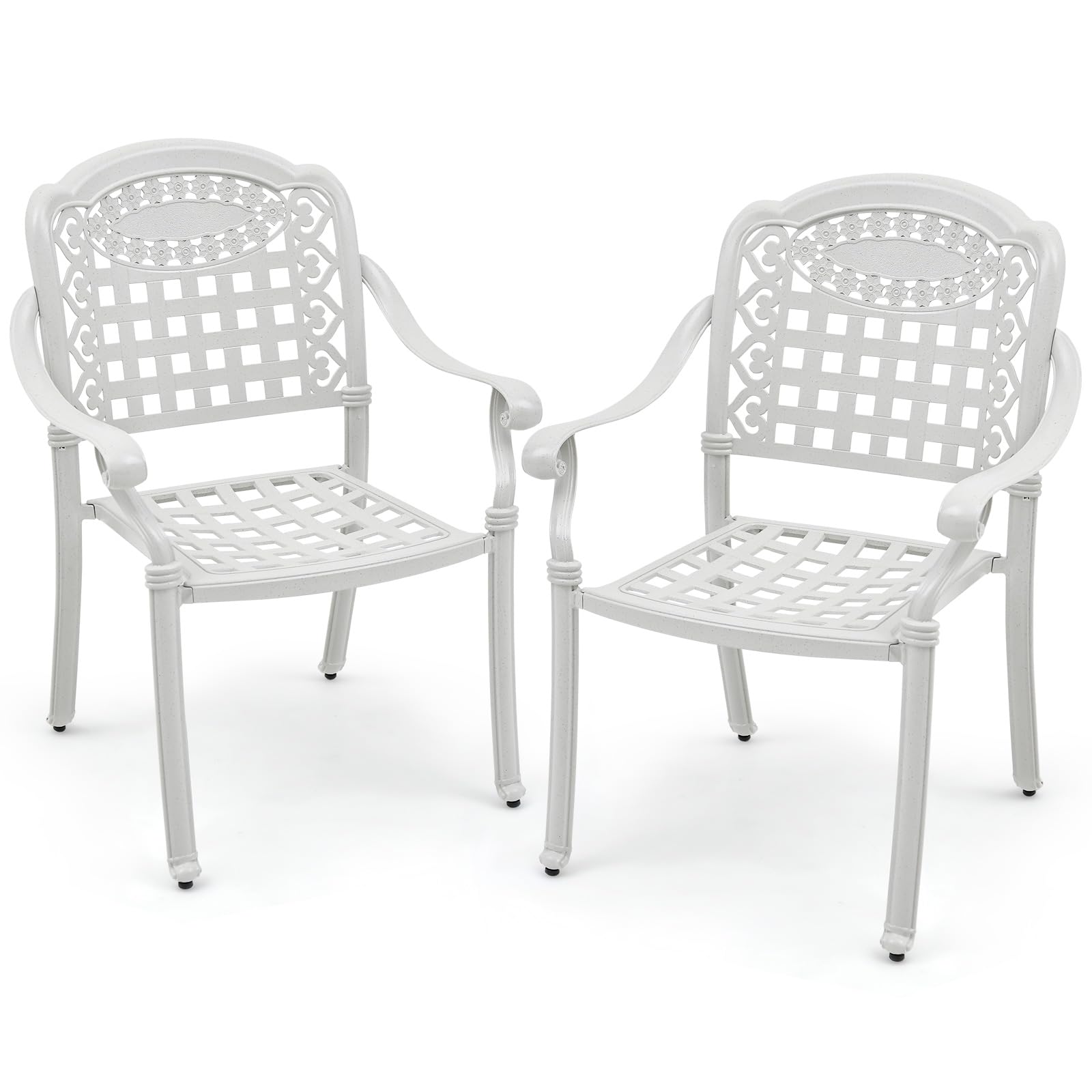 SUGIFT Cast Aluminum Patio Chairs Set of 2 with Armrests