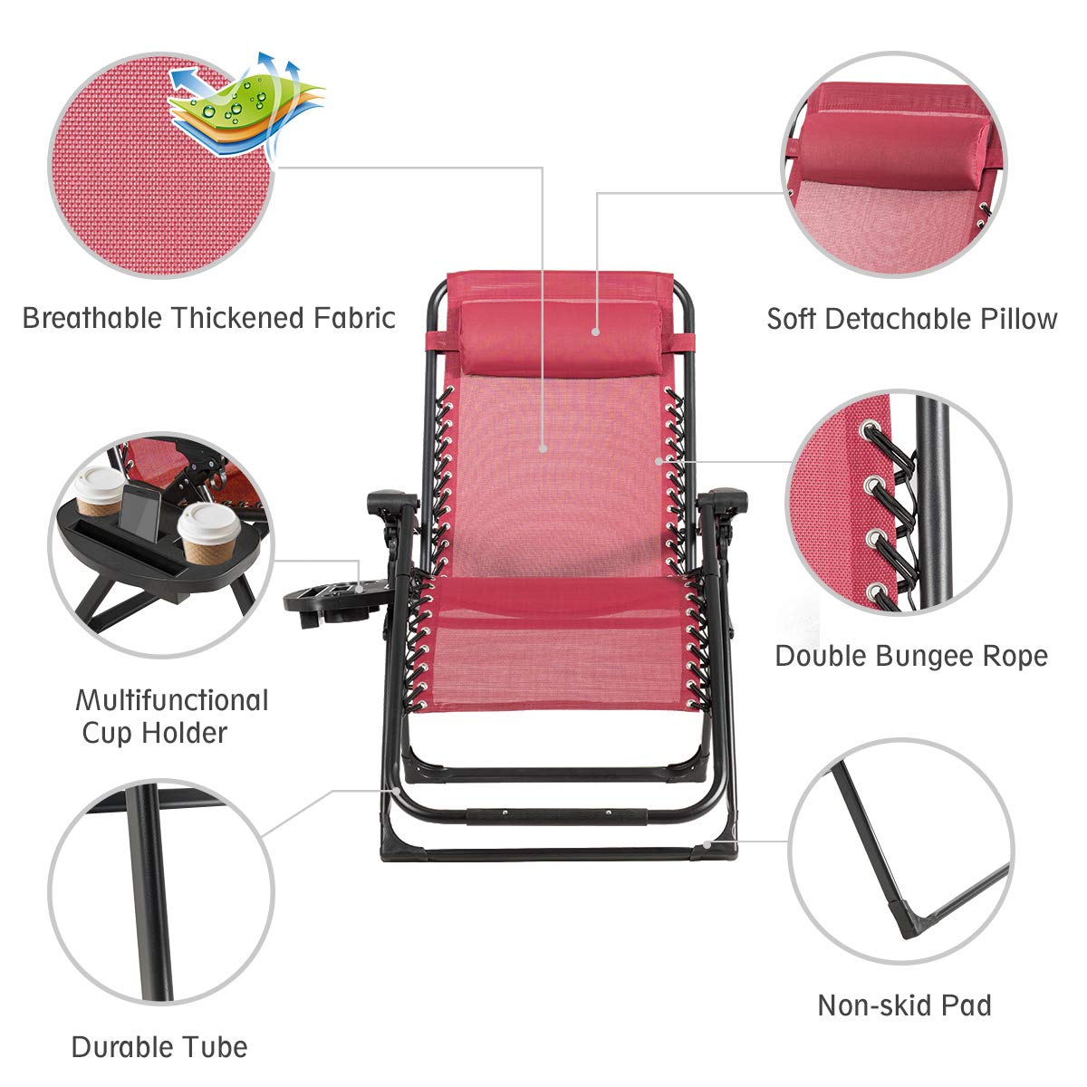 SUGIFT Oversize Lounge Chair with Cup Holder of Heavy Duty for outdoor