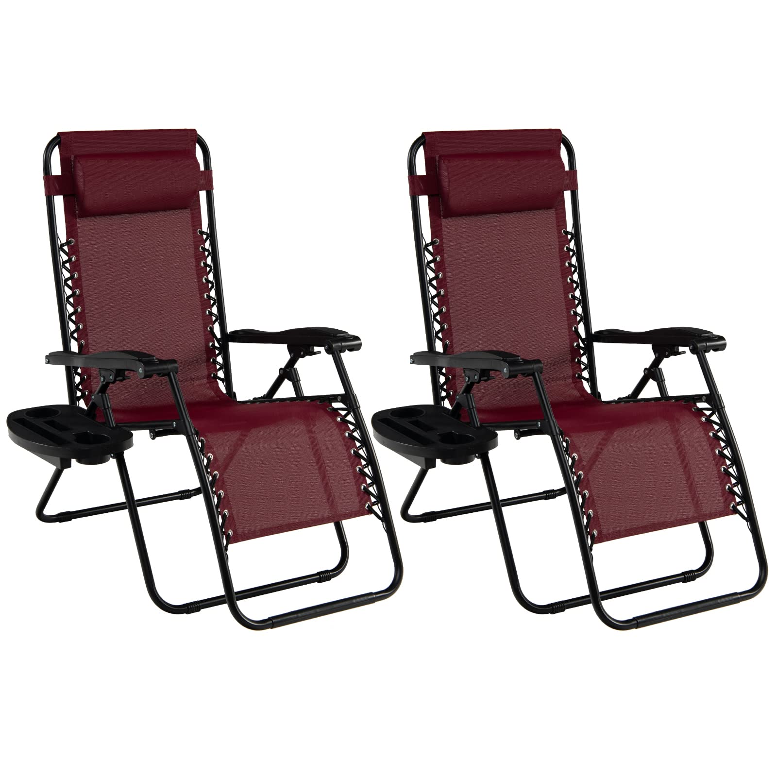 SUGIFT 2 Pieces Folding Lounge Chair with Zero Gravity