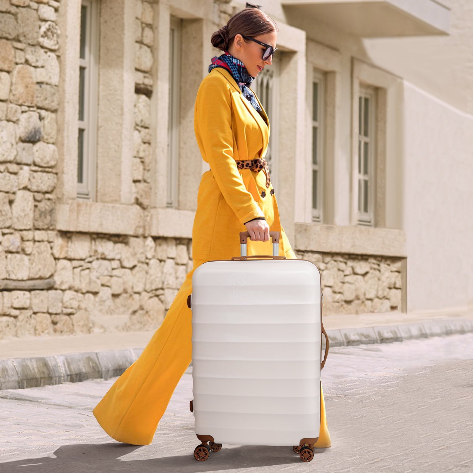 3 Piece Hardshell Spinner Luggage Set with TSA Lock Double Spinner Wheels Lightweight Hardside Suitcase Set 20/24/28 Inch