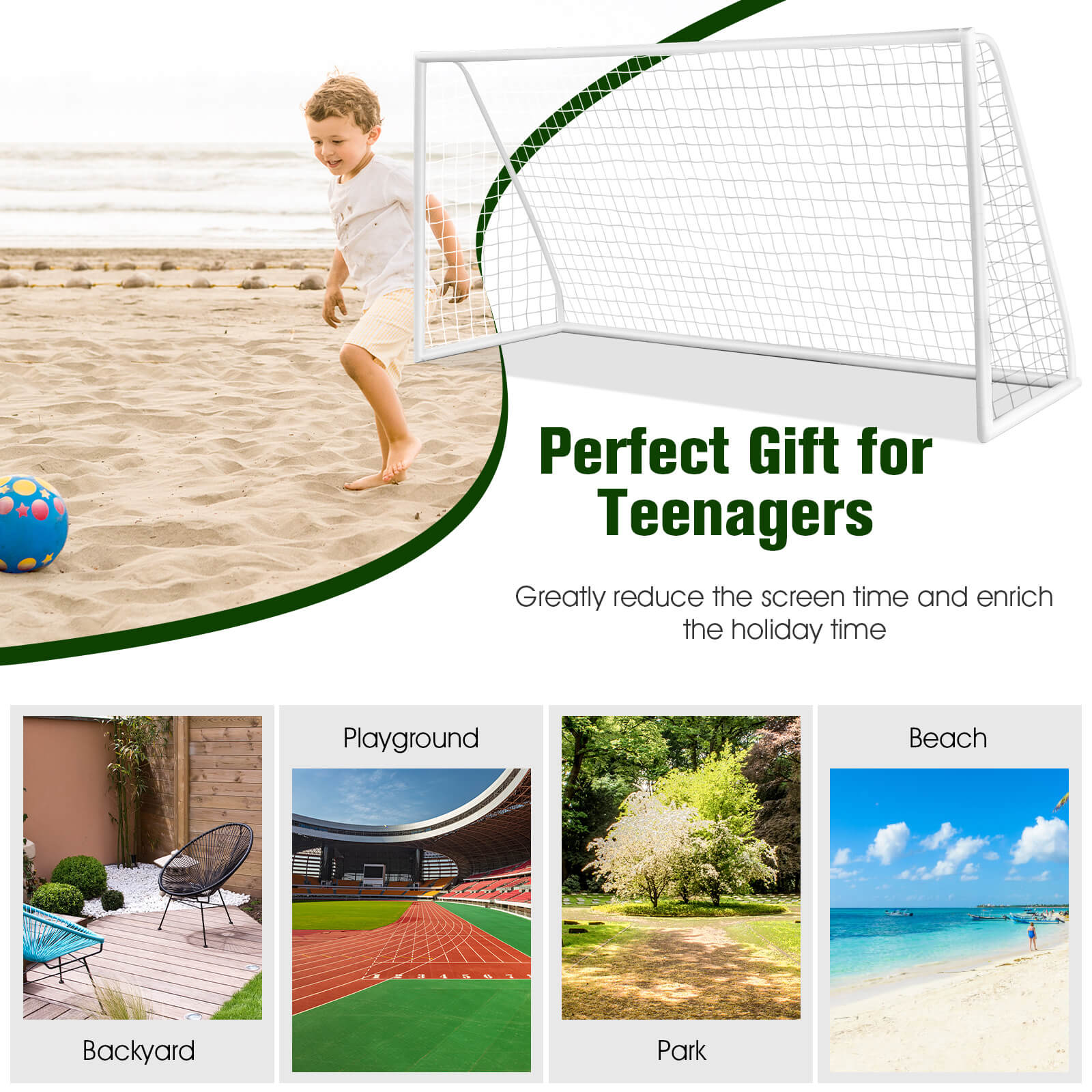 12 x 6 Feet Soccer Goal with Strong PVC Frame and High-Strength Netting