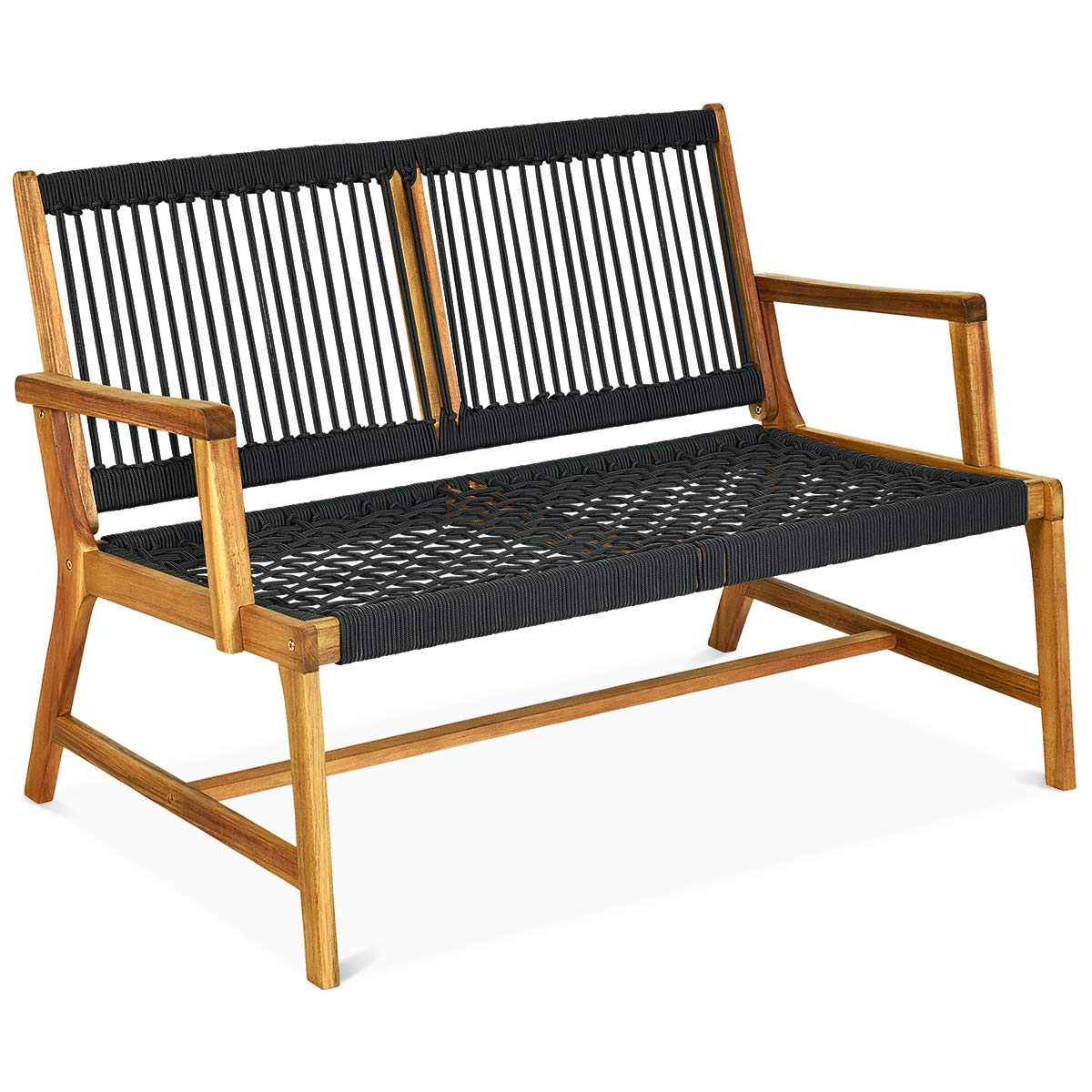 SUGIFT 2-Person Acacia Wood Yard Bench for Balcony and Patio