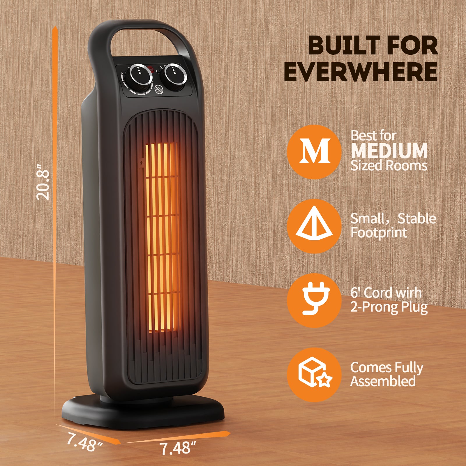 1500W Portable PTC Ceramic Space Heater for Indoor Use