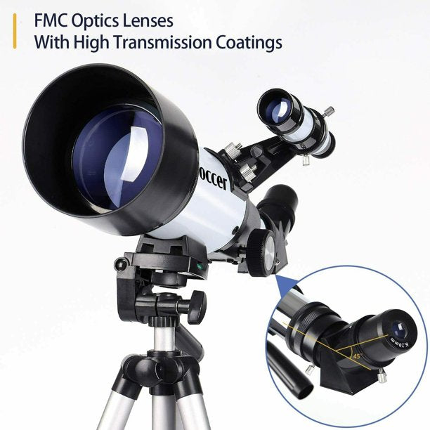 SUGIFT  Telescopes for Kids and Beginners 70mm Aperture 400mm AZ Mount Telescope with Tripod, Silver
