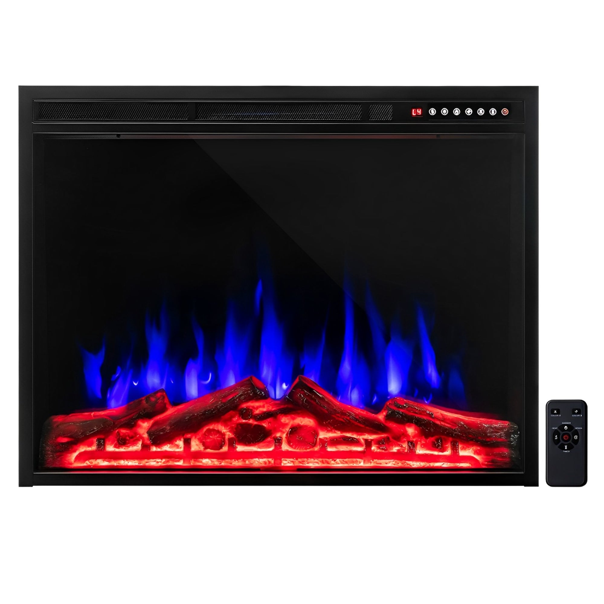 34 Inch Electric Fireplace Recessed with Adjustable Flames