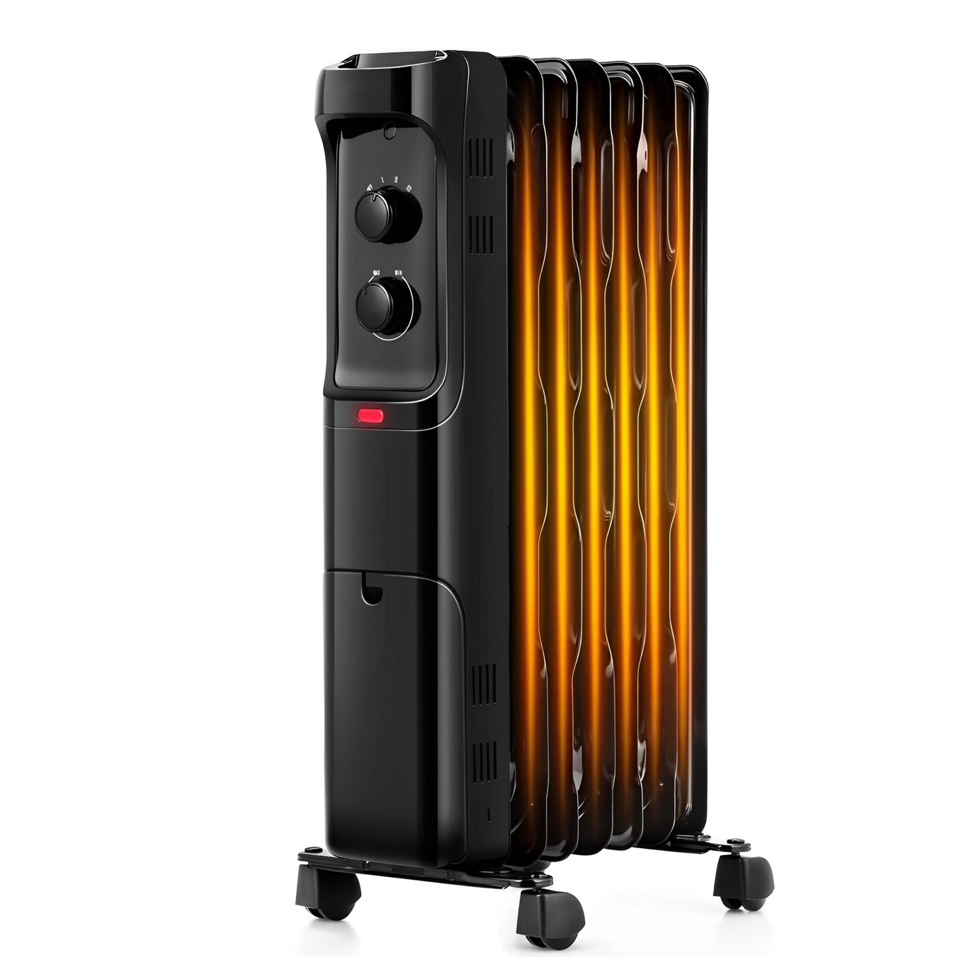 1500W Oil Filled Portable Radiator Space Heater with Adjustable Thermostat-Black