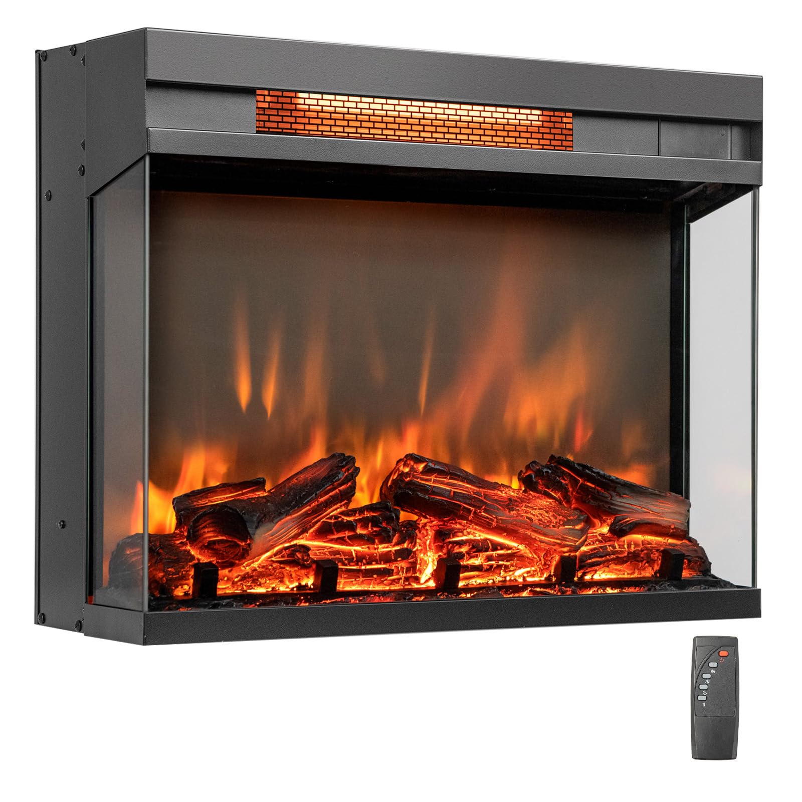 23-inch 3-Sided Electric Fireplace Insert with Remote Control