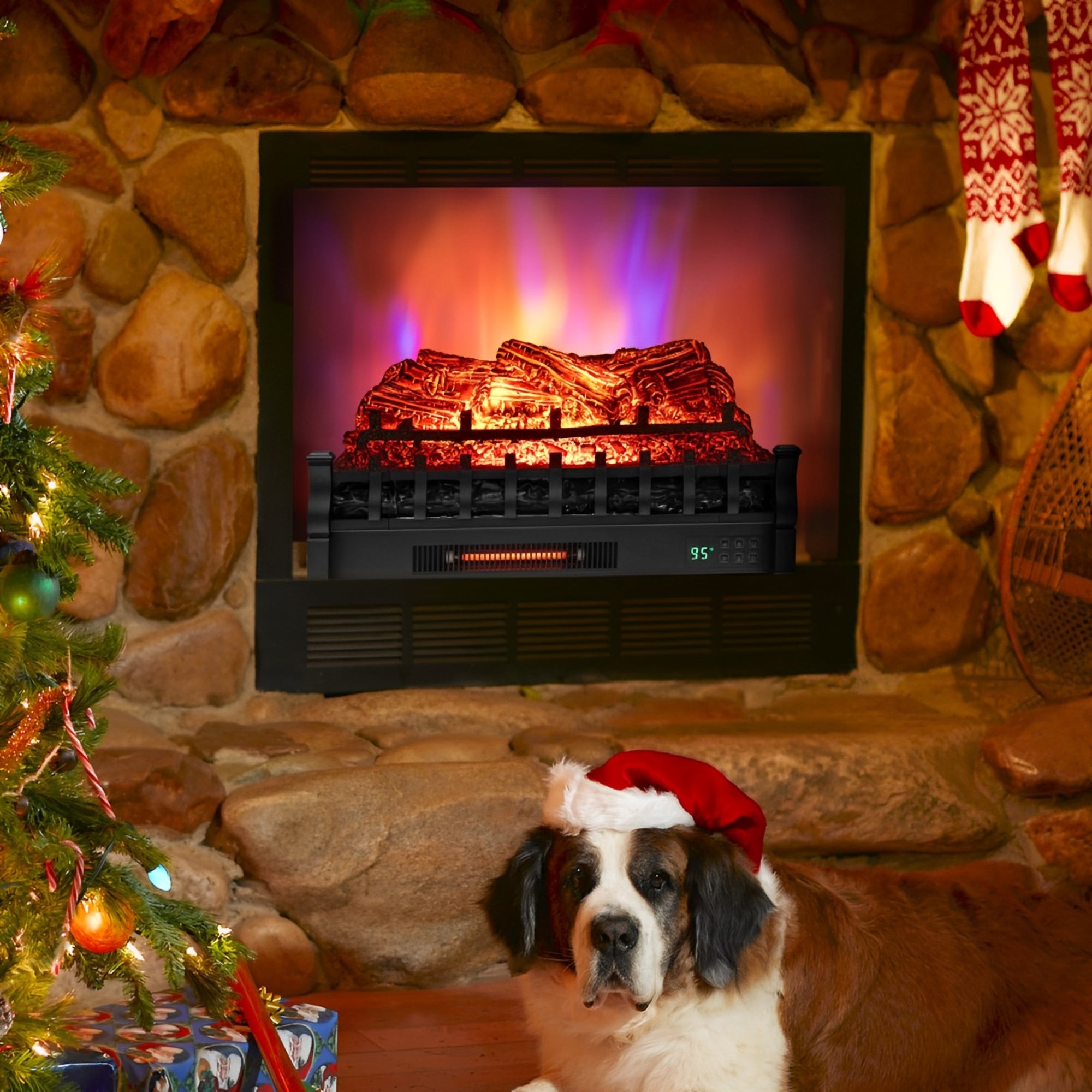 26 Inches Infrared Quartz Electric Fireplace with Realistic Pinewood Ember Bed