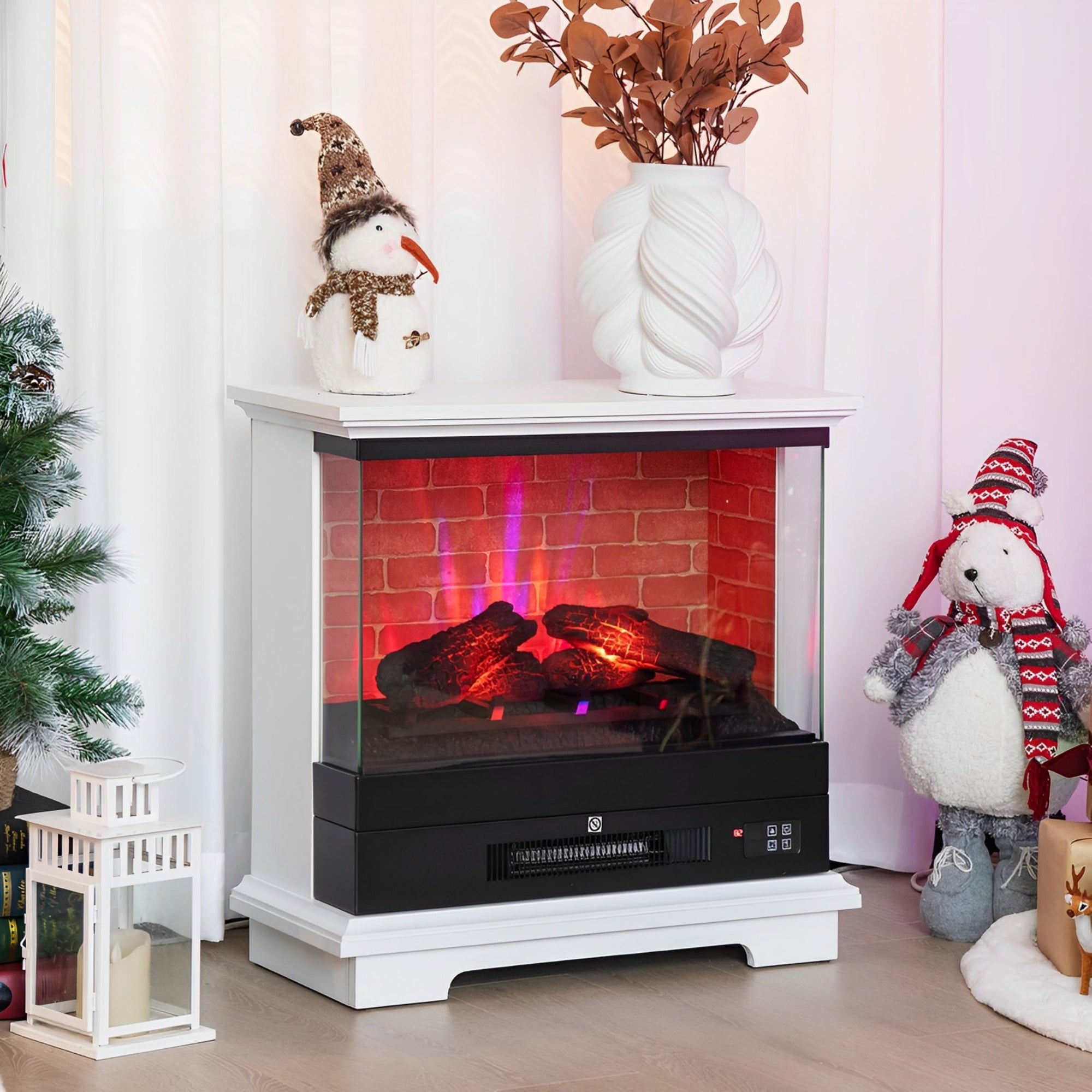 27 Inch Freestanding Fireplace with Remote Control-White
