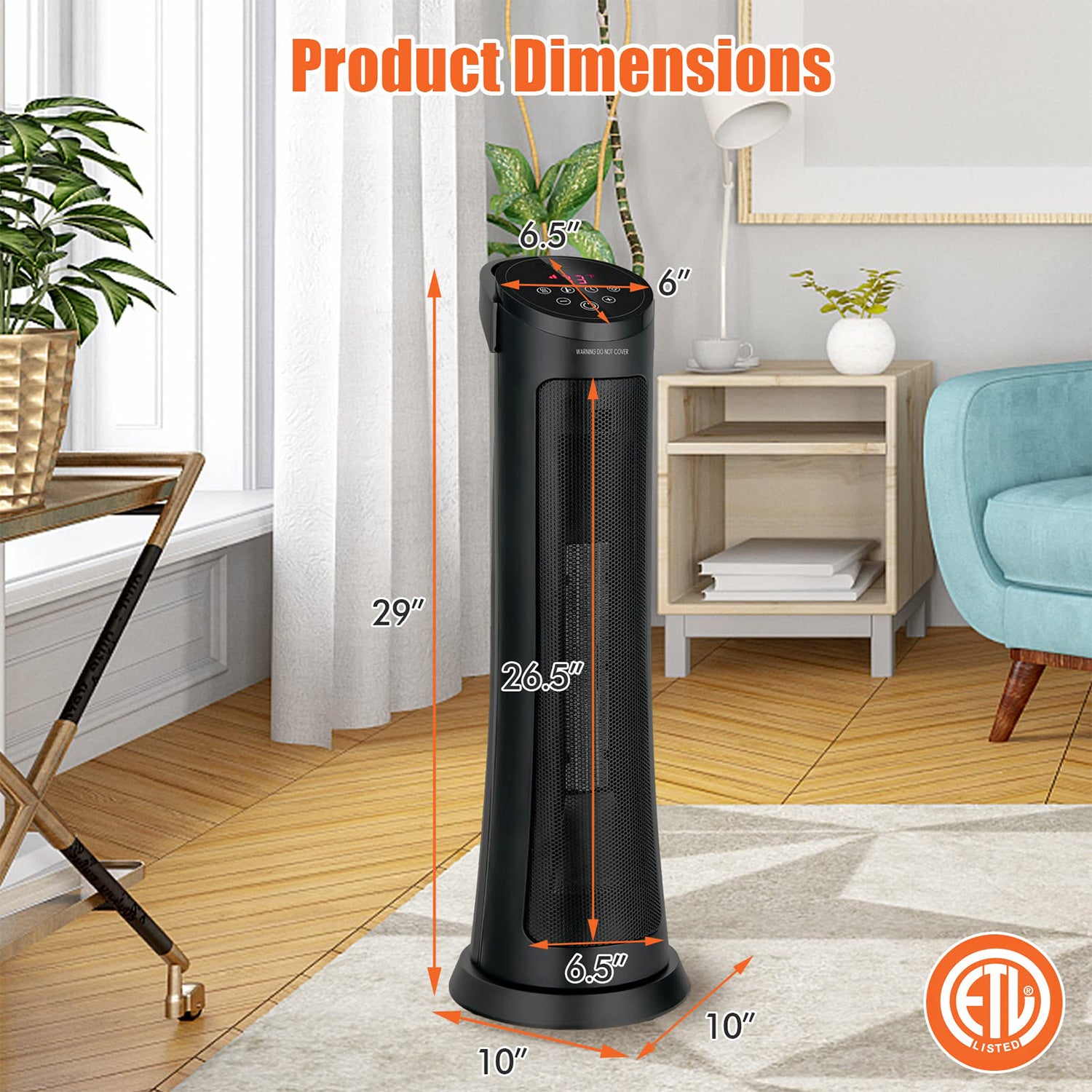 1500W PTC Fast Heating Space Heater with Remote Control