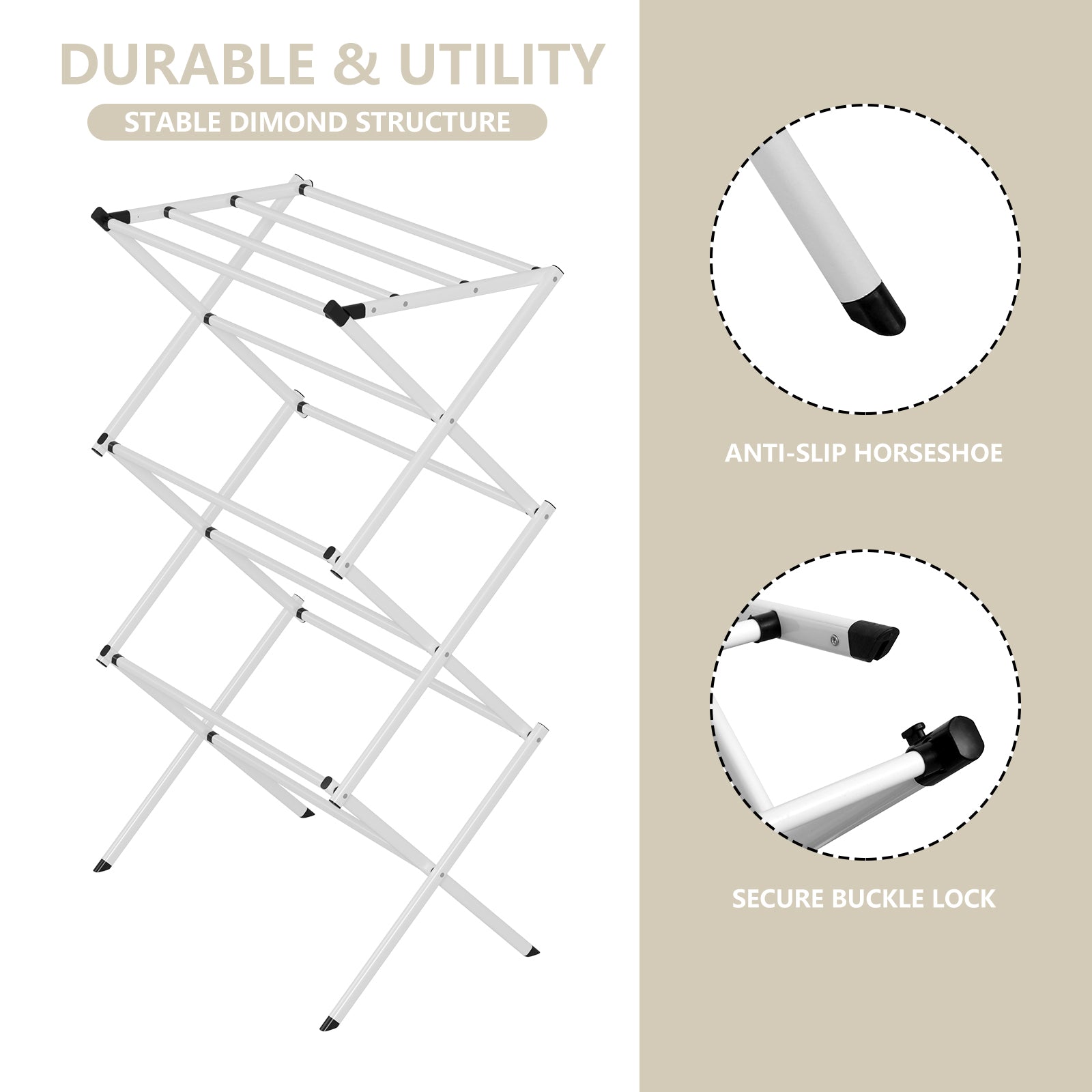 White Folding Metal Drying Rack