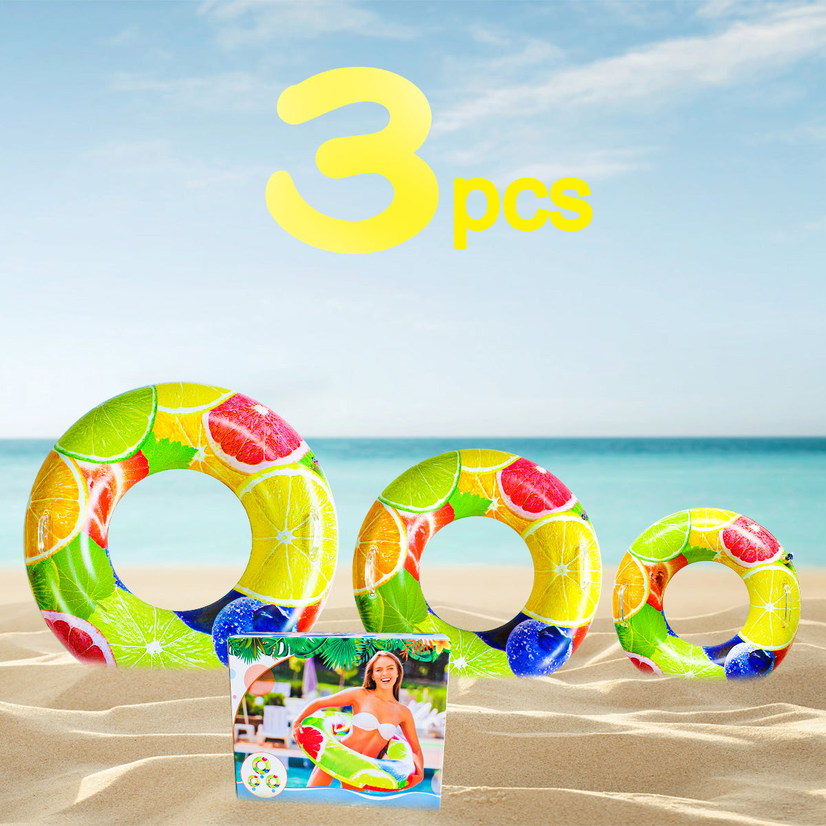 SUGIFT Inflatable Fruit Pool Floats Swimming Rings Inflatable Tubes Fu