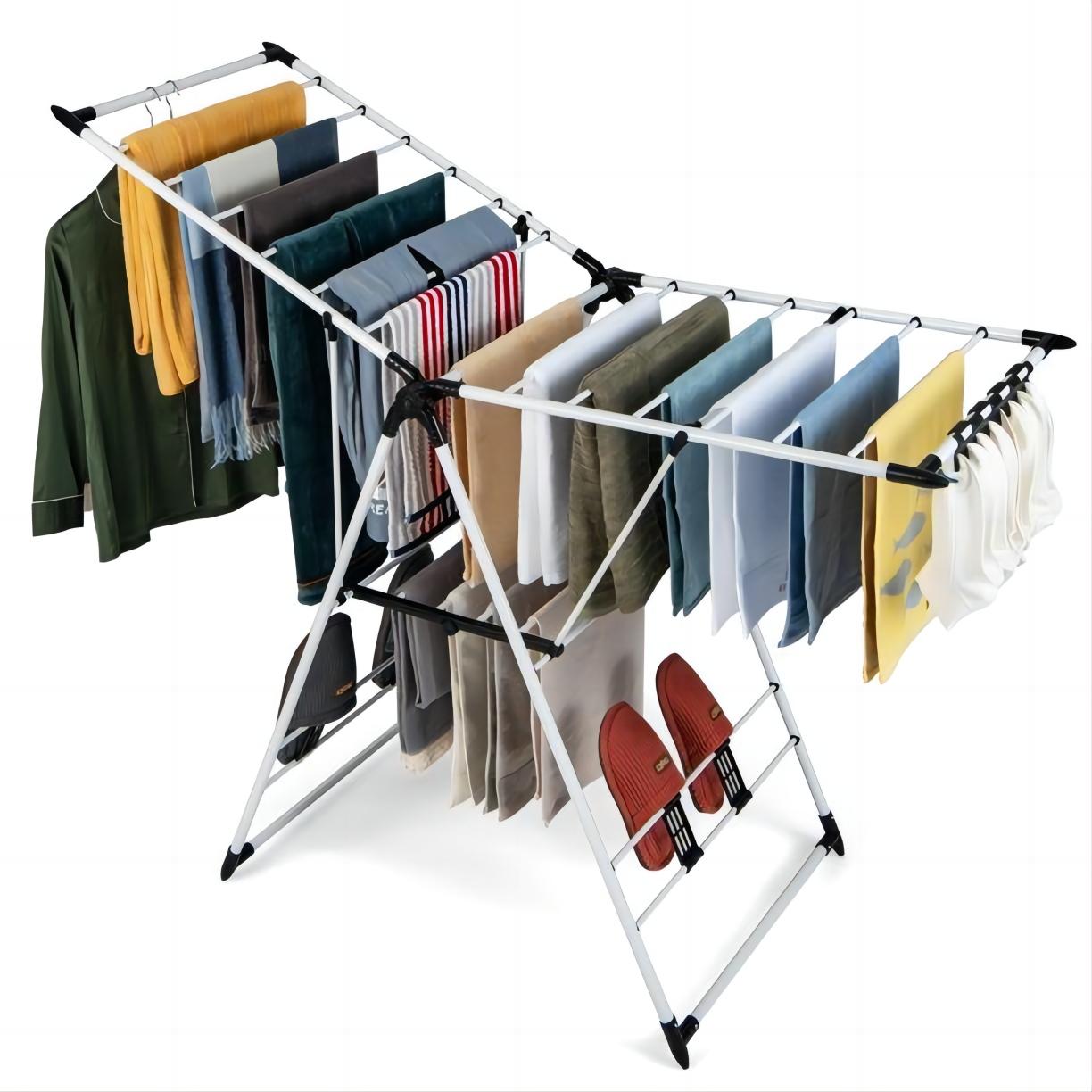 Folding Drying Rack,Adjustable Height,Silver