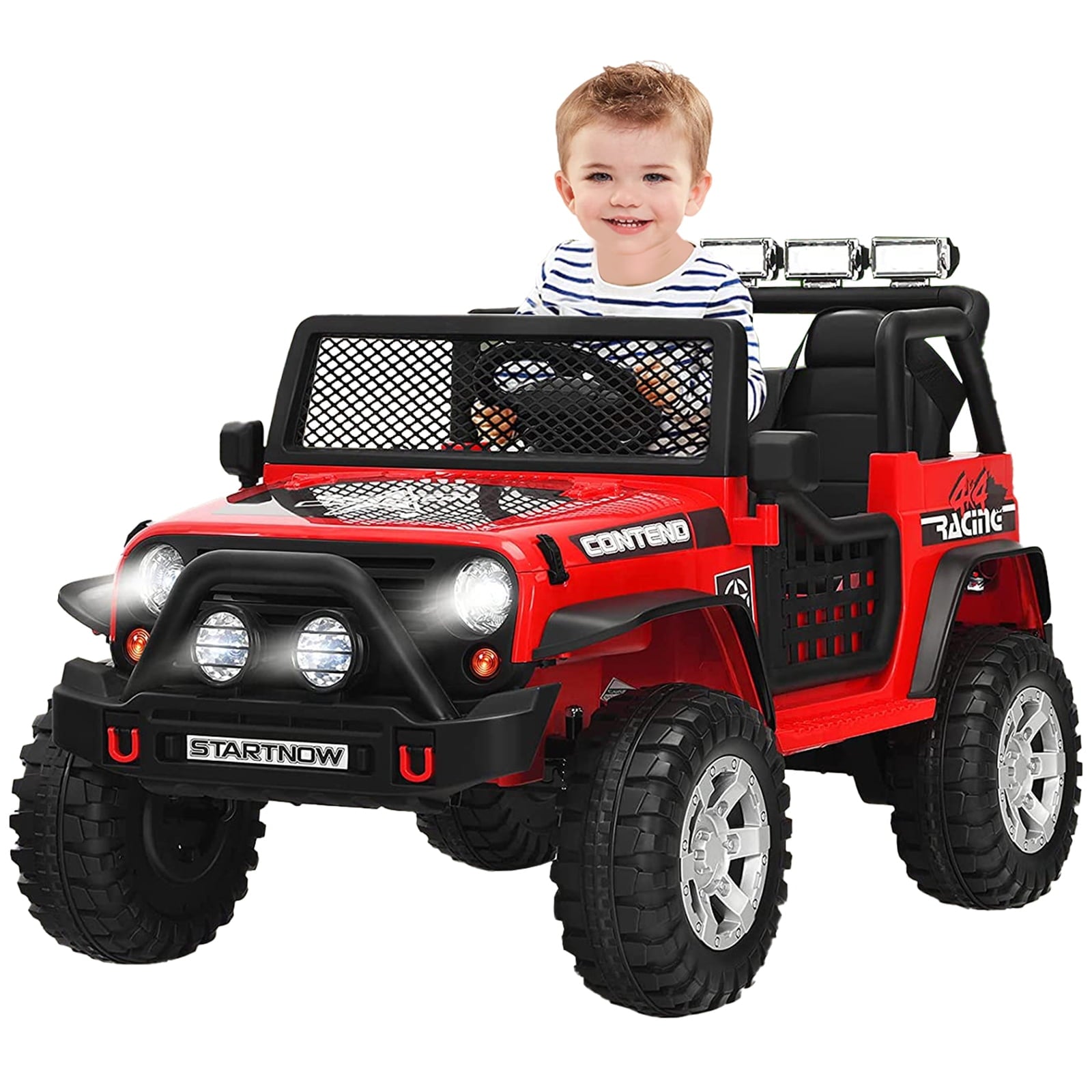 SUGIFT Red 12V Kids Ride on Truck Car W/ Remote Control MP3 Music LED Lights