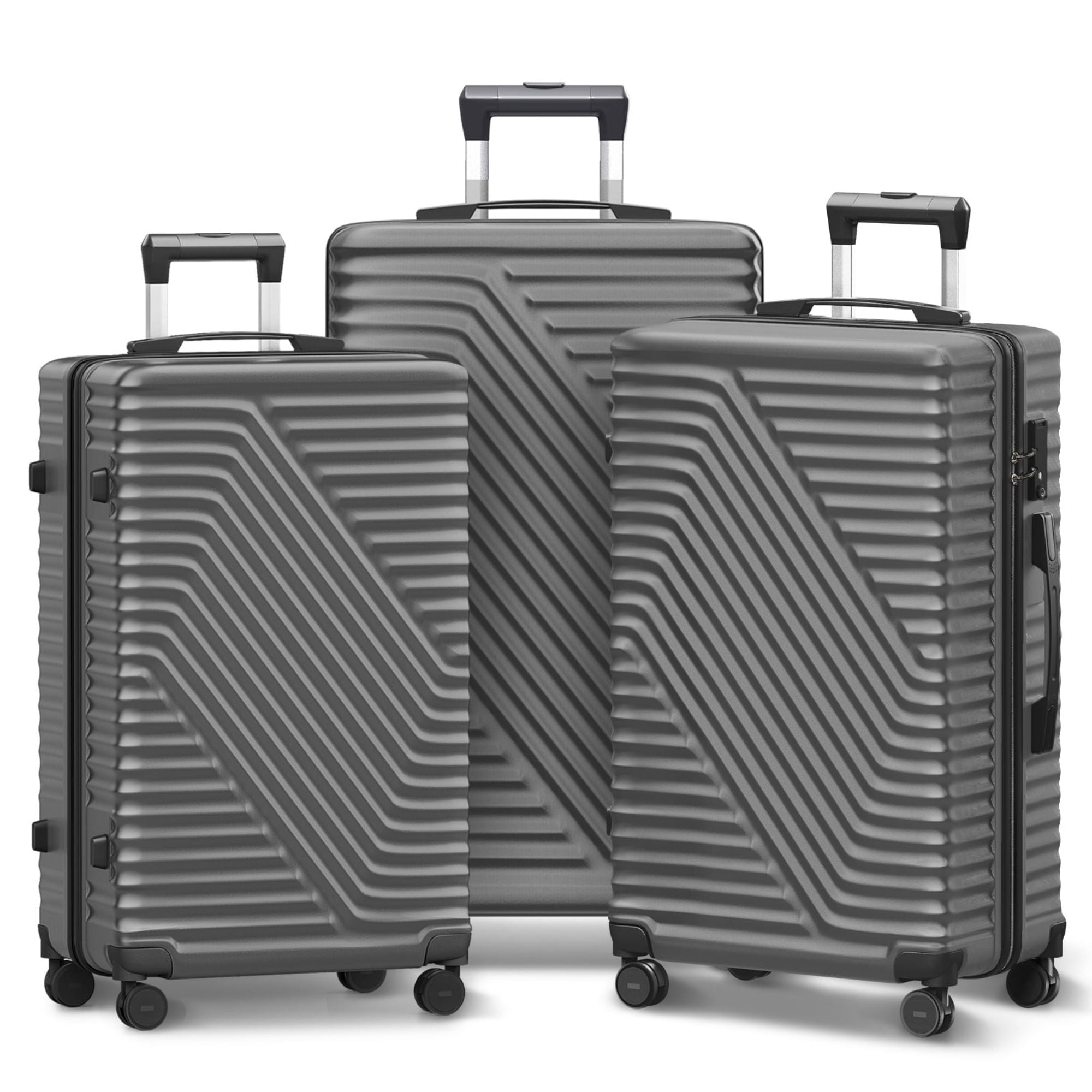 3-Pcs Luggage Sets, ABS Lightweight Suitcase Sets with TSA Lock,Grey