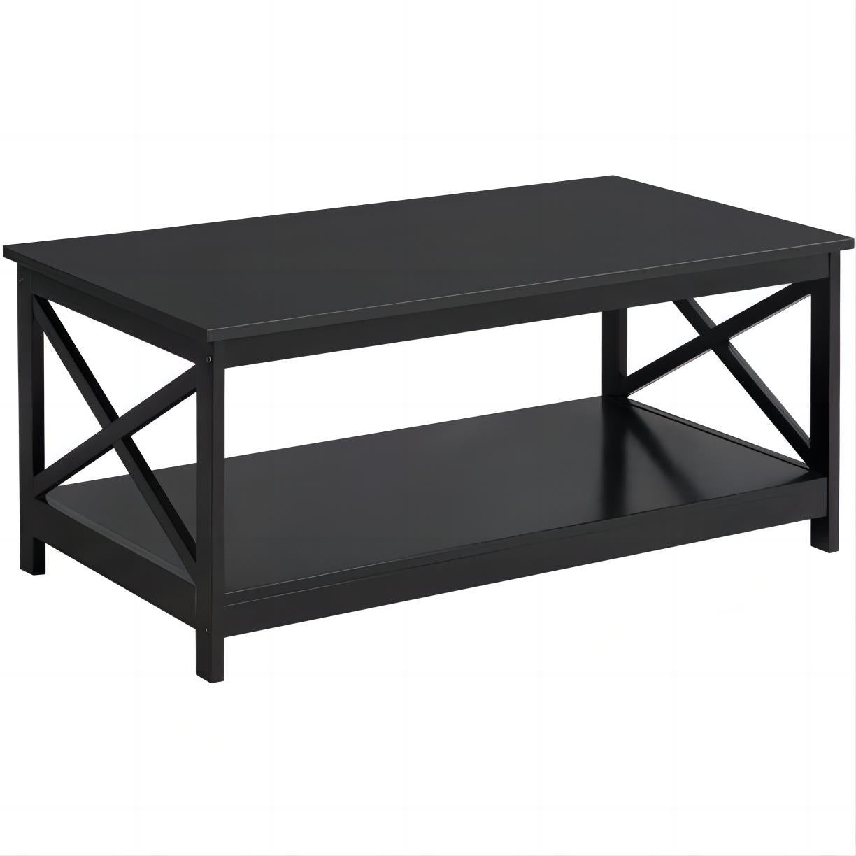 Coffee Table End Table with Storage Shelf,Black