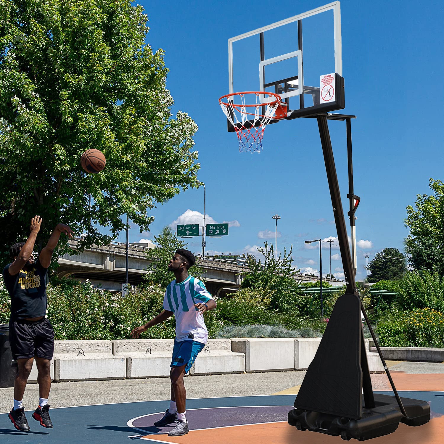 SUGIFT 7.5ft - 10ft Height Adjustable Portable Basketball Hoop