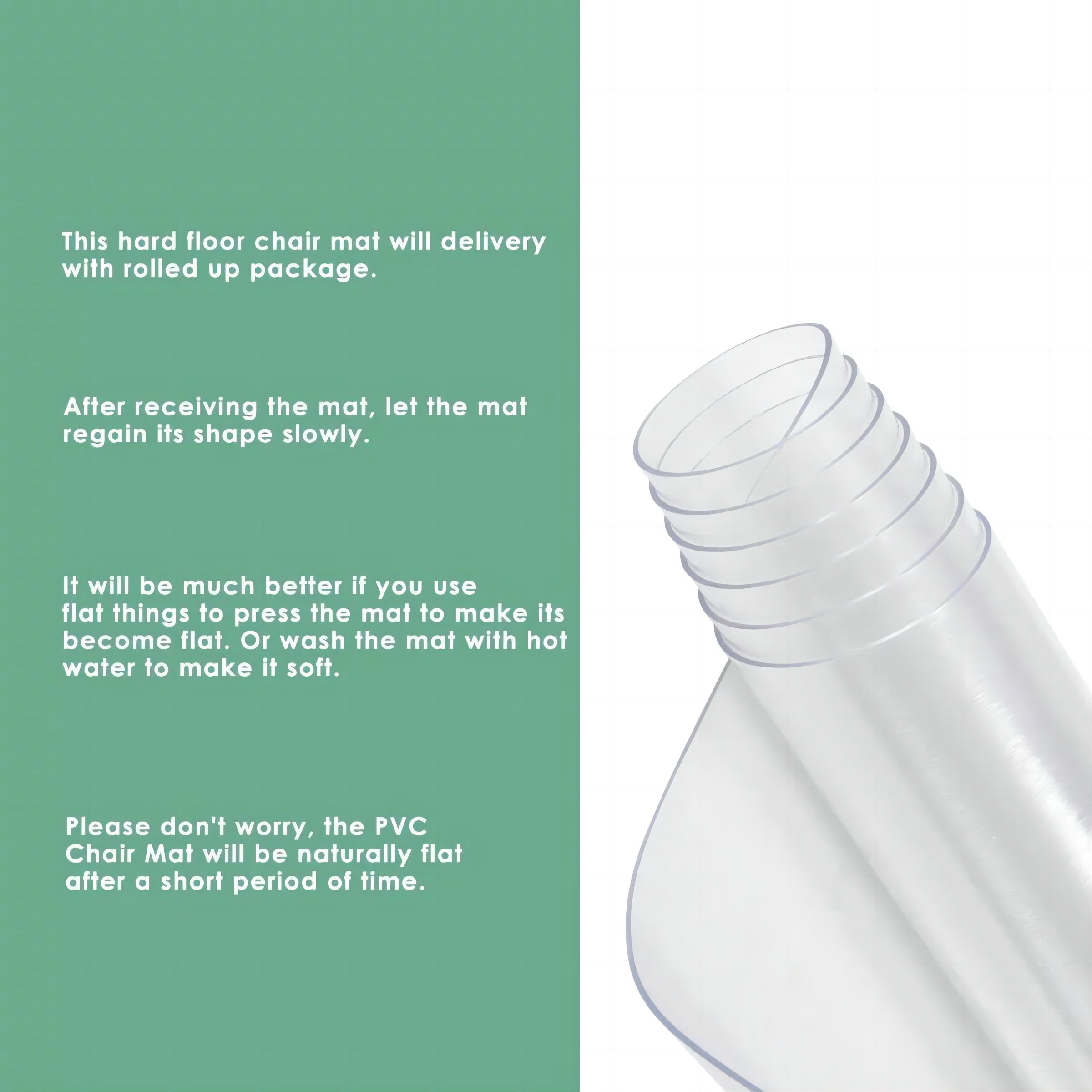 36in x 48in Standard Lip PVC Chair Mats for Home Office, Hard Floors