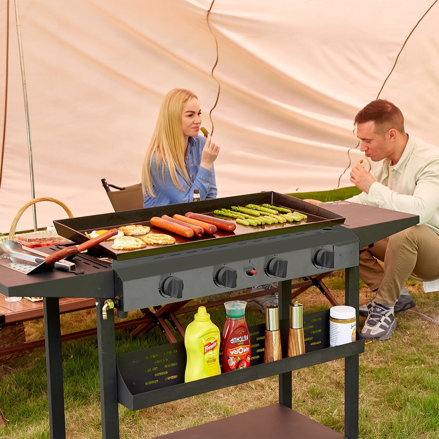 SUGIFT 4 Burner Flat Top Propane Gas Grill