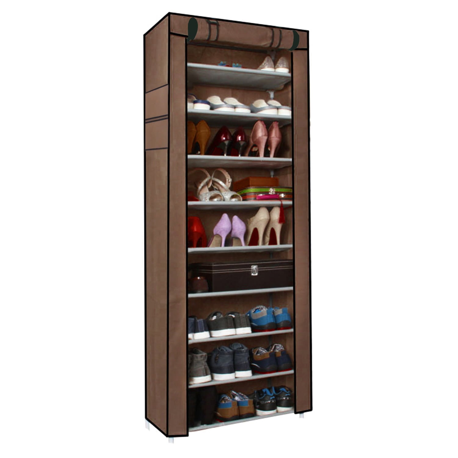 SUGIFT 10 Tier Shoe Rack Shoe Storage Cabinet with Dustproof Cover