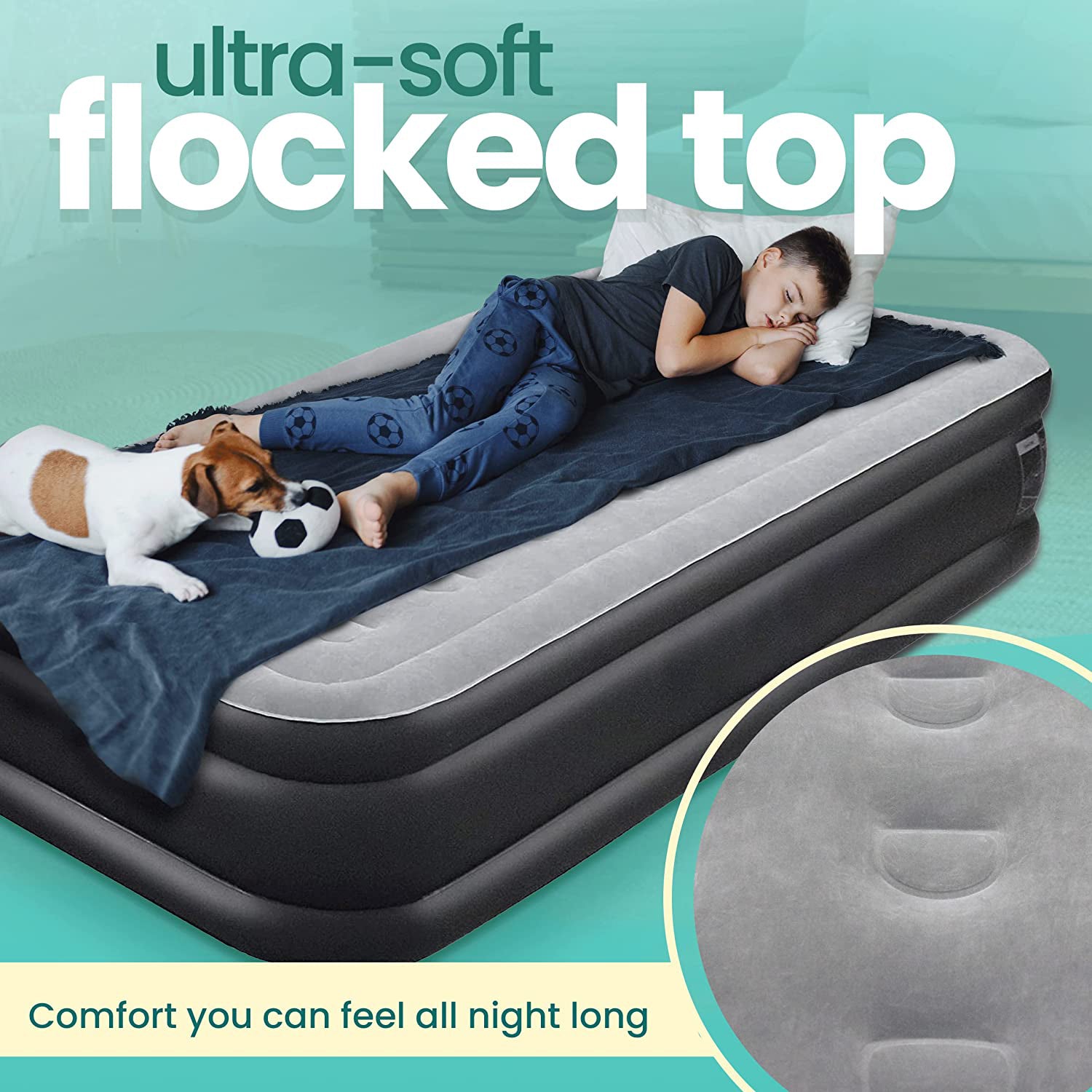 SUGIFT Air Mattress 18in Double-High Airbed with Built-in Pump, Twin