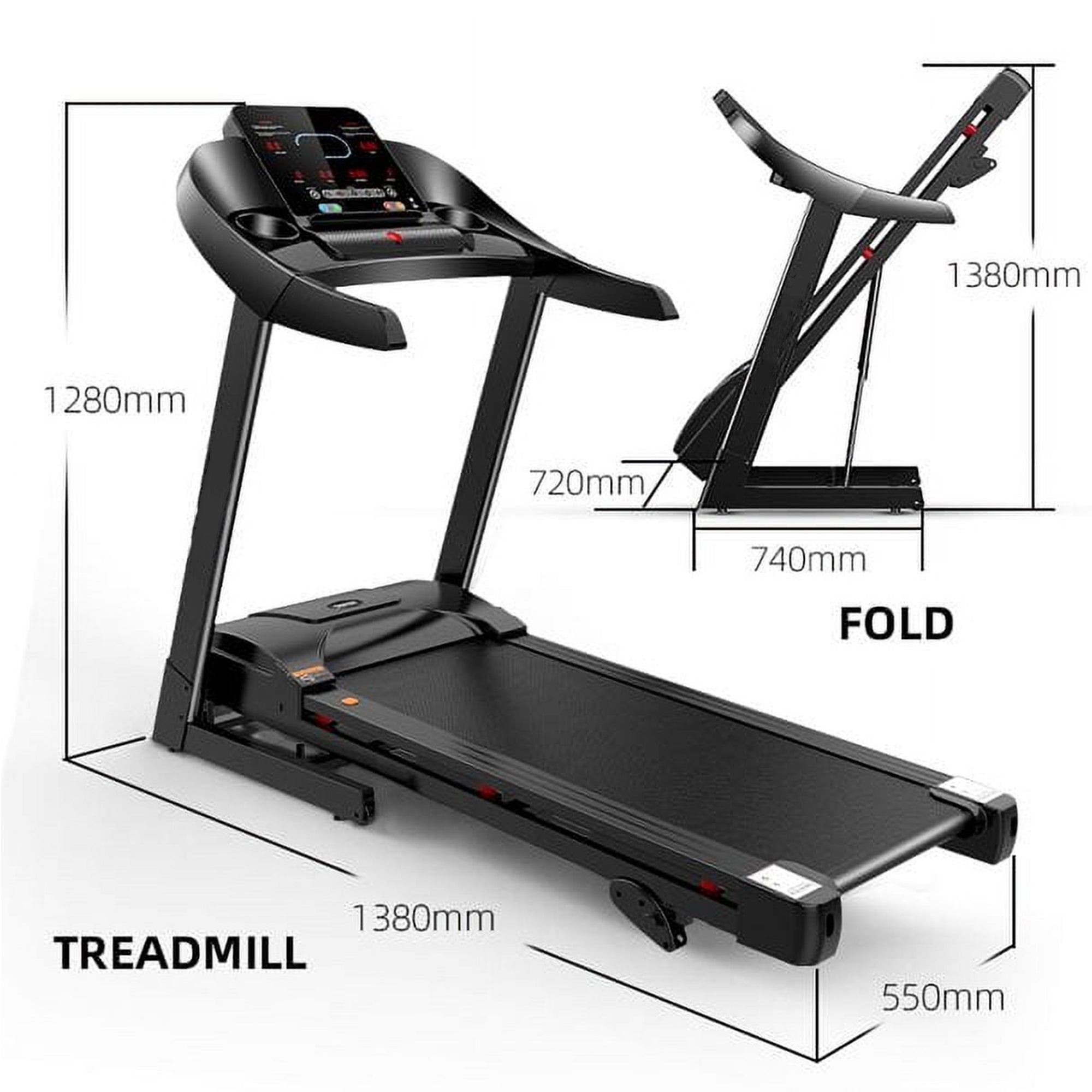 SUGIFT Folding Smart Treadmill with 15% Incline 2.5HP Folding Electric Treadmill with LED Display and Cup Holder