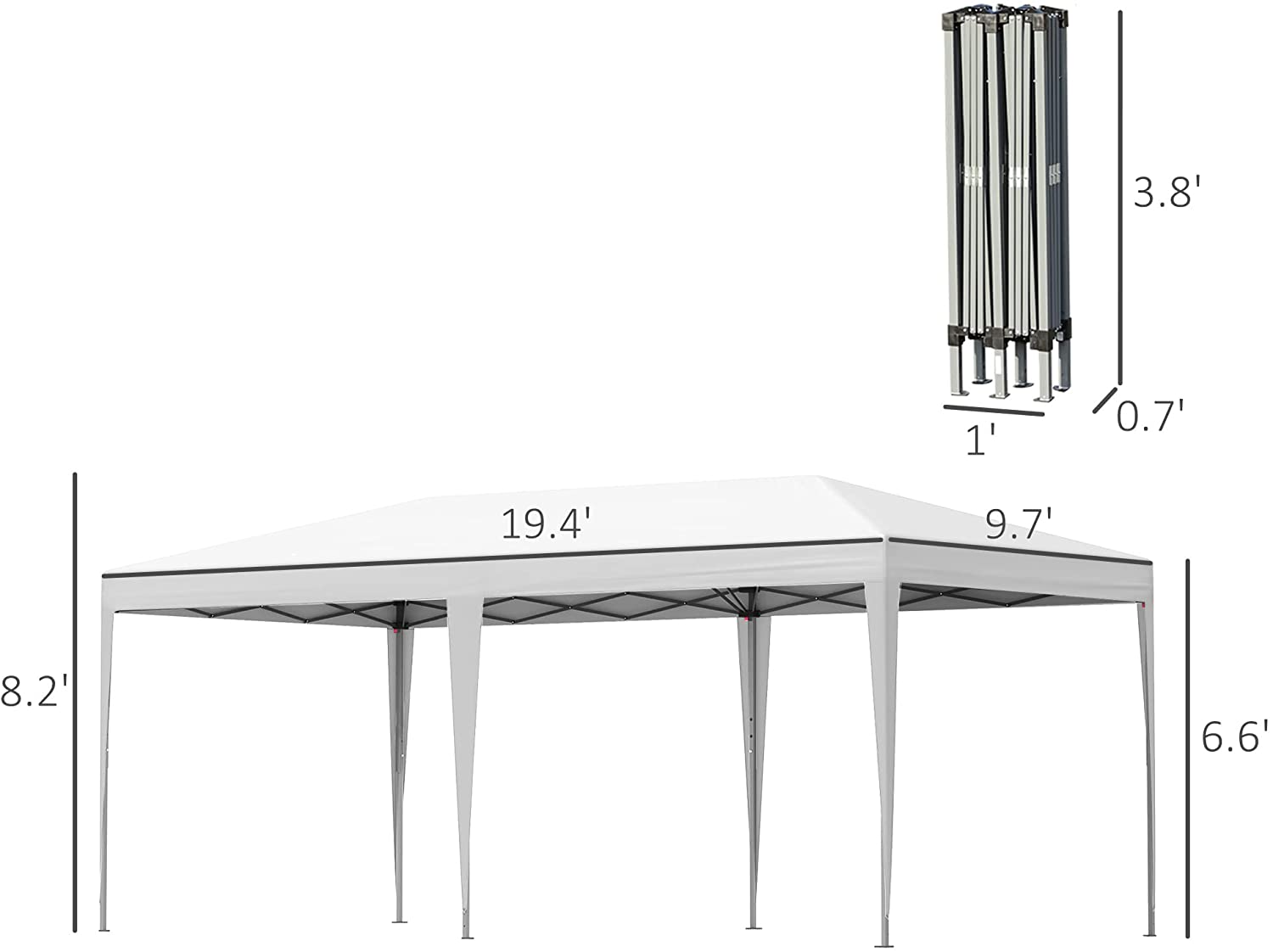 10 ft. x 20 ft. White Outdoor Pop Up Canopy Gazebo Wedding Party Tent