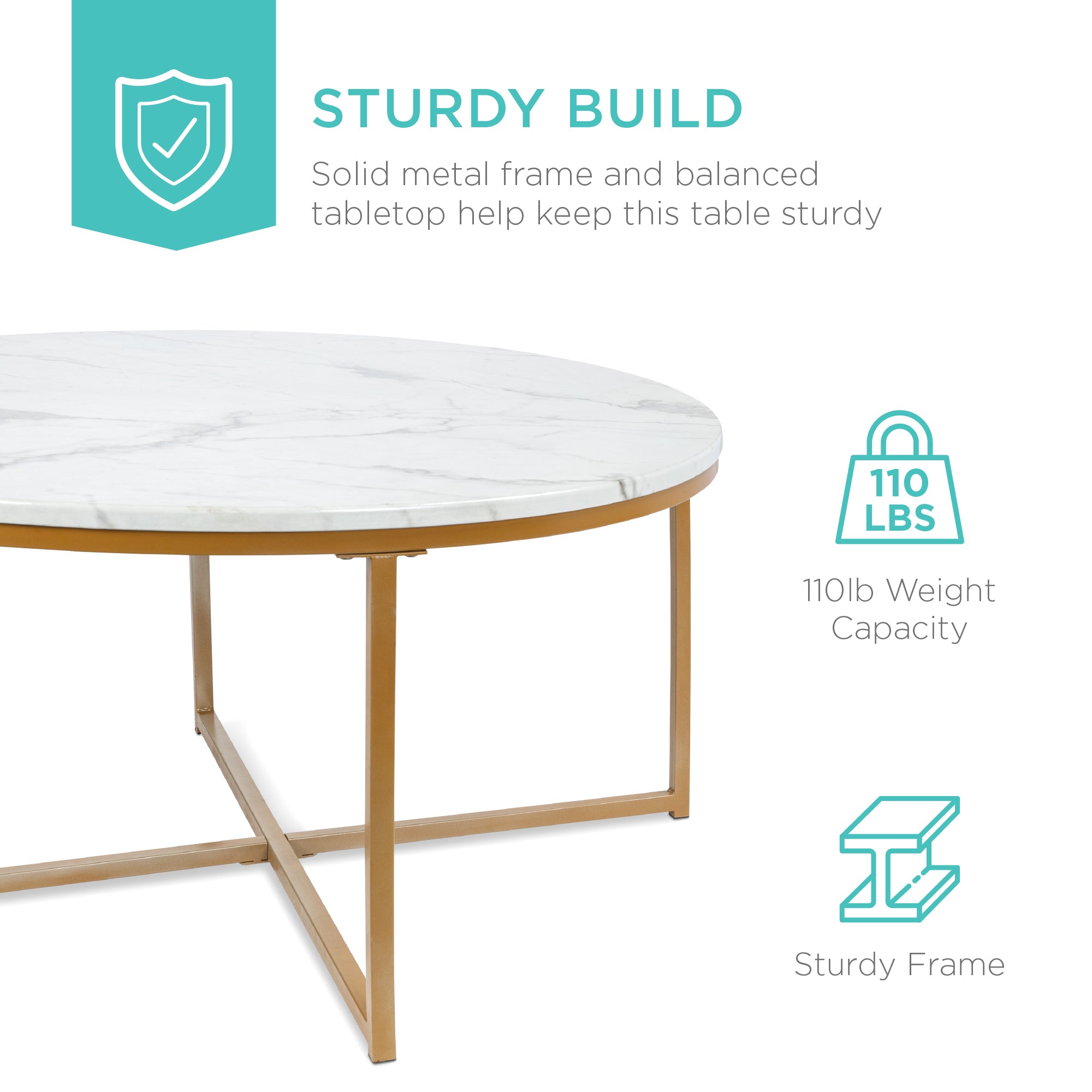 Modern Coffee Table 36in Faux Marble Modern Living Room Round Accent Side Coffee Table