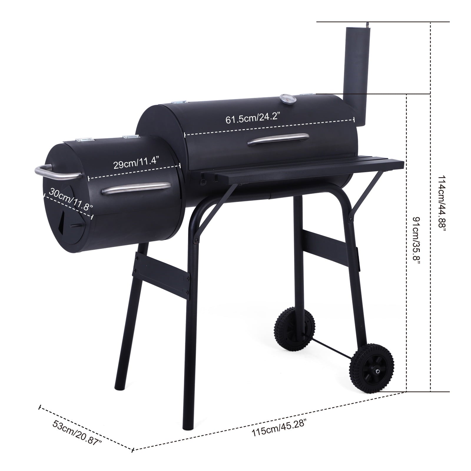 SUGIFT Outdoor Portable BBQ Charcoal Grill with Offset Smoker
