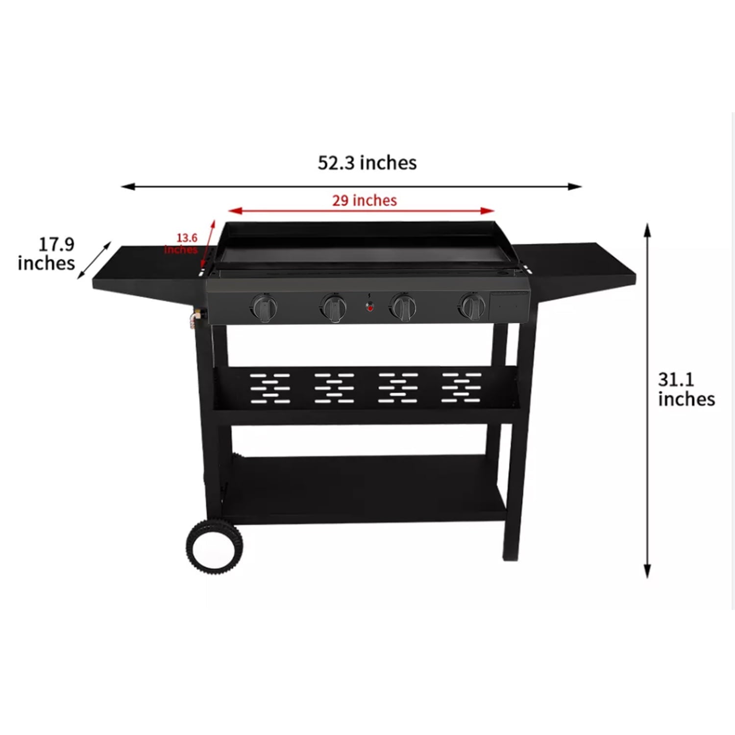 SUGIFT 4 Burner Flat Top Propane Gas Grill