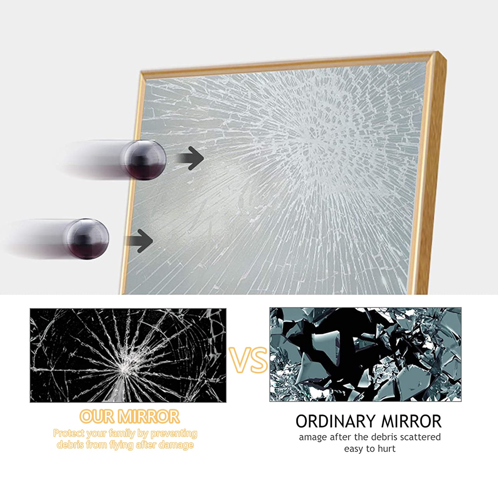 SUGIFT 65'' x 22'' Full Length Mirror Rectangle Body Floor Mirror, Gold