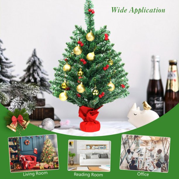 SUGIFT  Table Christmas Tree 2 Feet Tree with Battery Operated LED Lights