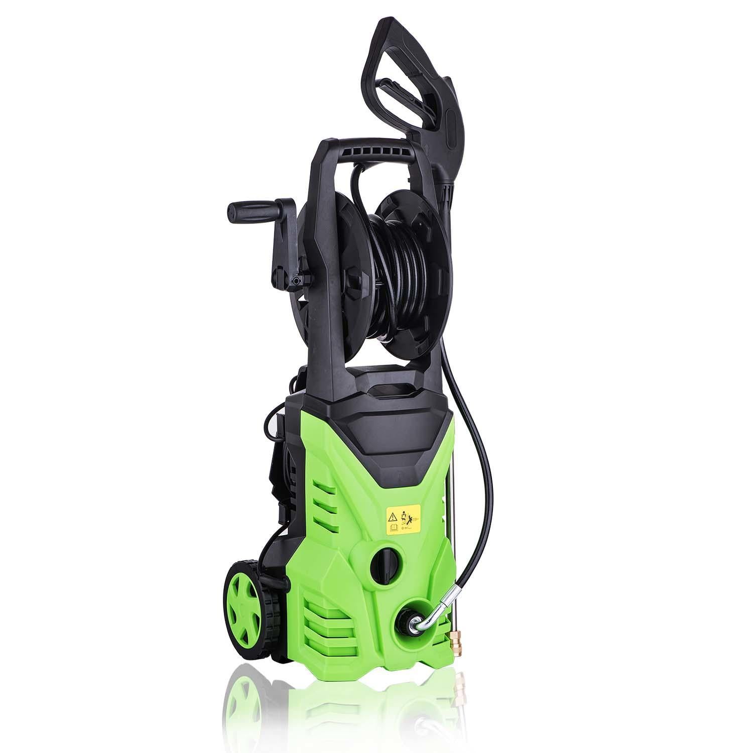 SUGIFT  3000 PSI Professional Electric Pressure Washer 1.76GPM, 1800W Rolling Wheels High Pressure Washer Cleaner Machine with Power Hose Nozzle Gun and 5 Quick-Connect spray tips HITC