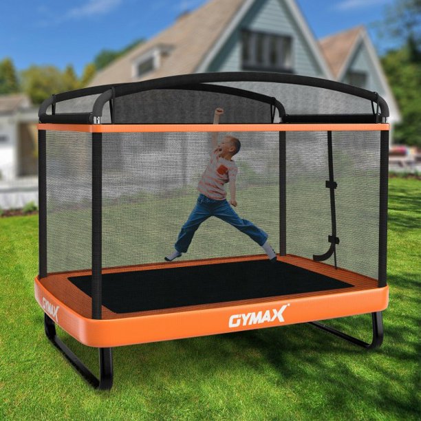 SUGIFT 6 Feet Kids Entertaining Trampoline with Swing Safety Fence