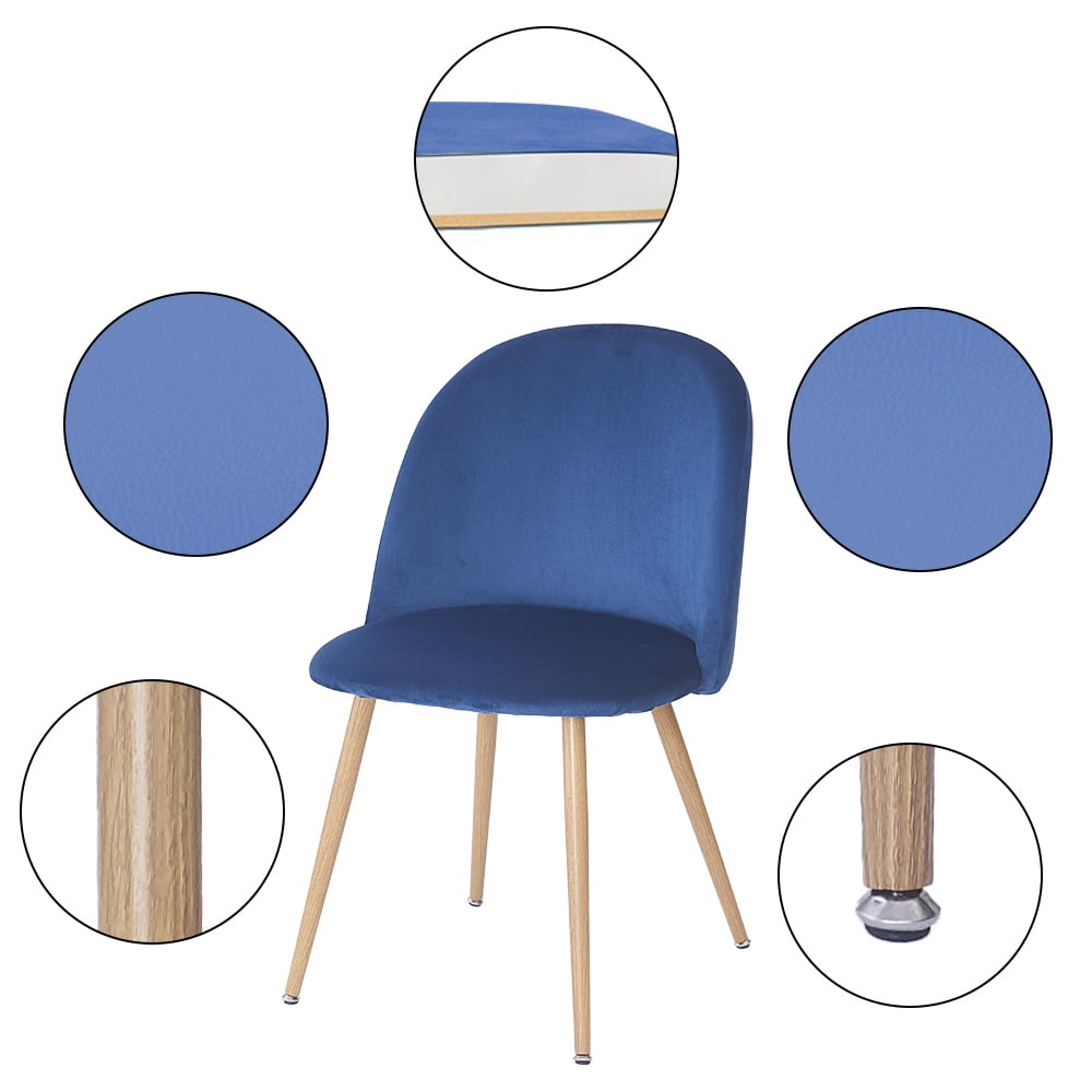 SUGIFT Modern Accent Chair, Velvet Dining Chairs, Cream Blue