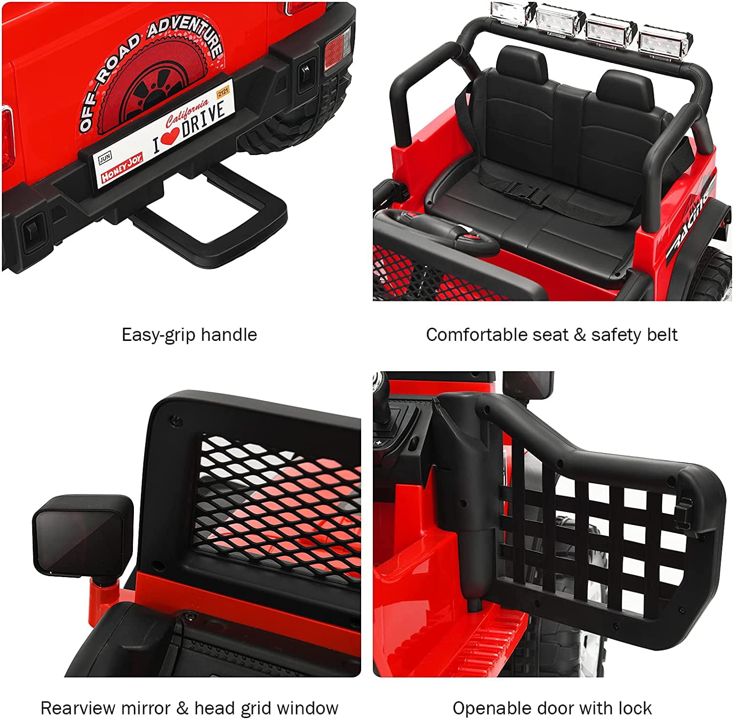 SUGIFT Red 12V Kids Ride on Truck Car W/ Remote Control MP3 Music LED Lights