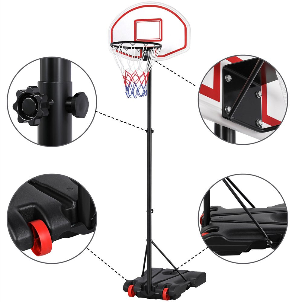Portable Height Adjustable Basketball Hoop for Kids - Black