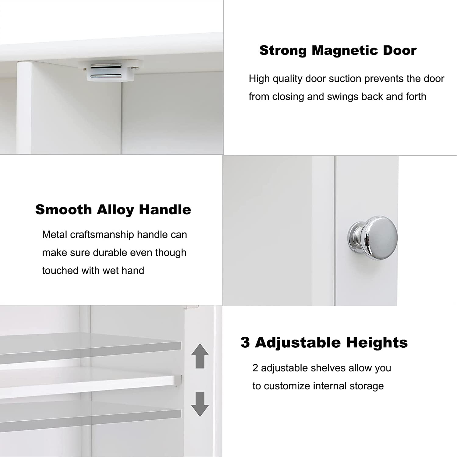 SUGIFT 26 in. W x 25.2 in. H x 6.3 in. D Bathroom Storage Wall Cabinet in White